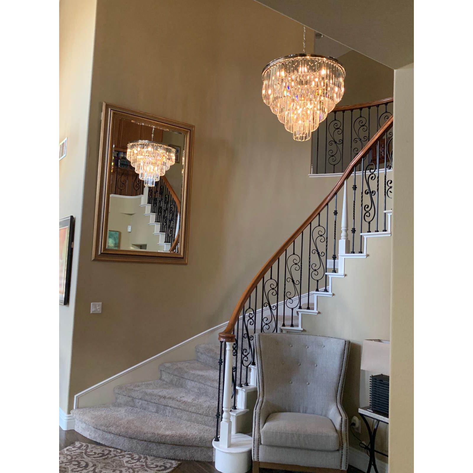 54" Wide Odeon Round Crystal Fringe Chandelier - Italian Concept -