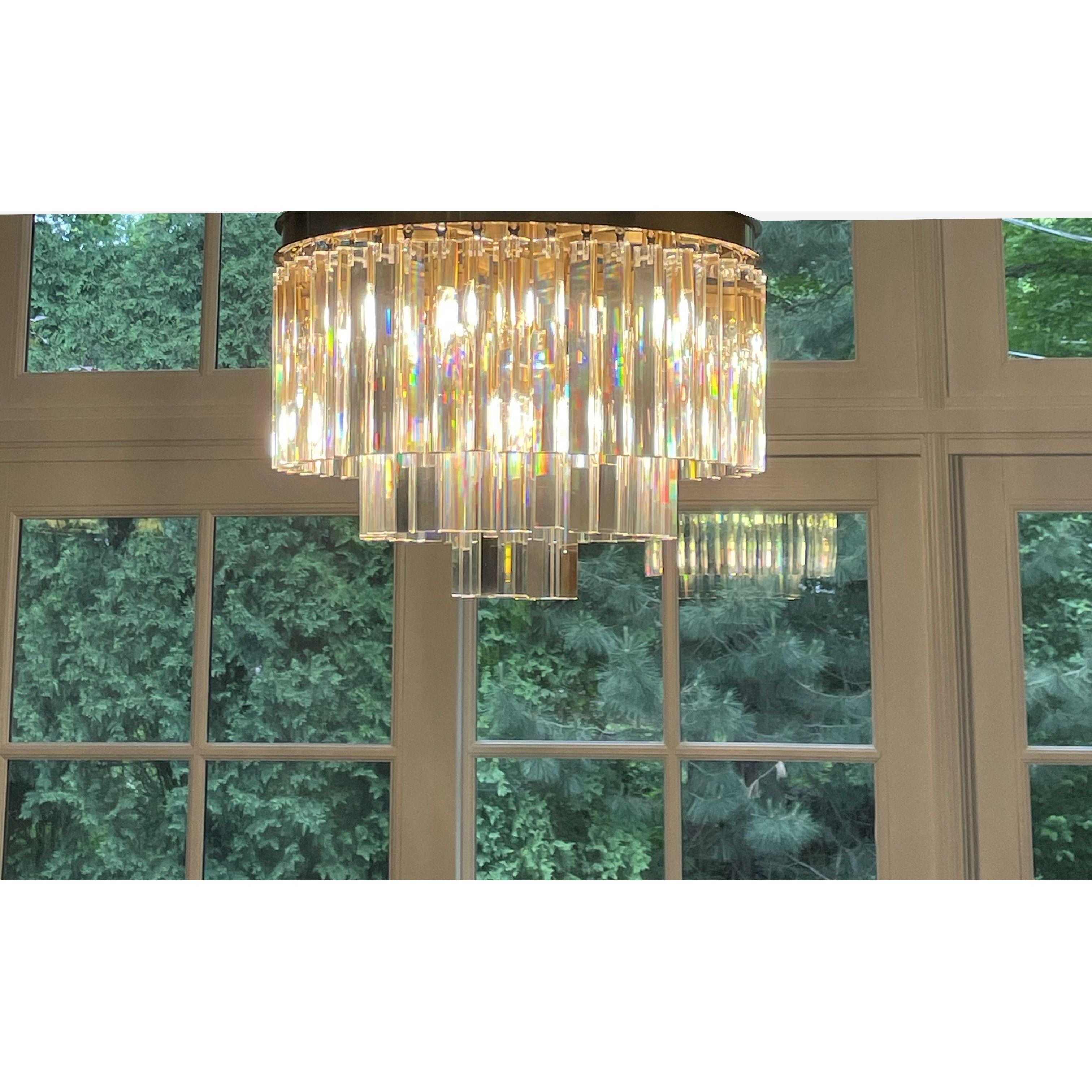 Flushmount Apex Odeon Tiered Round Crystal Fringe Chandelier Collection - Italian Concept -
