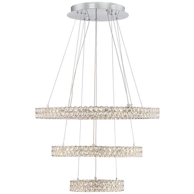 Perriello 28"W Tiered LED Crystal Ring Pendant - Italian Concept