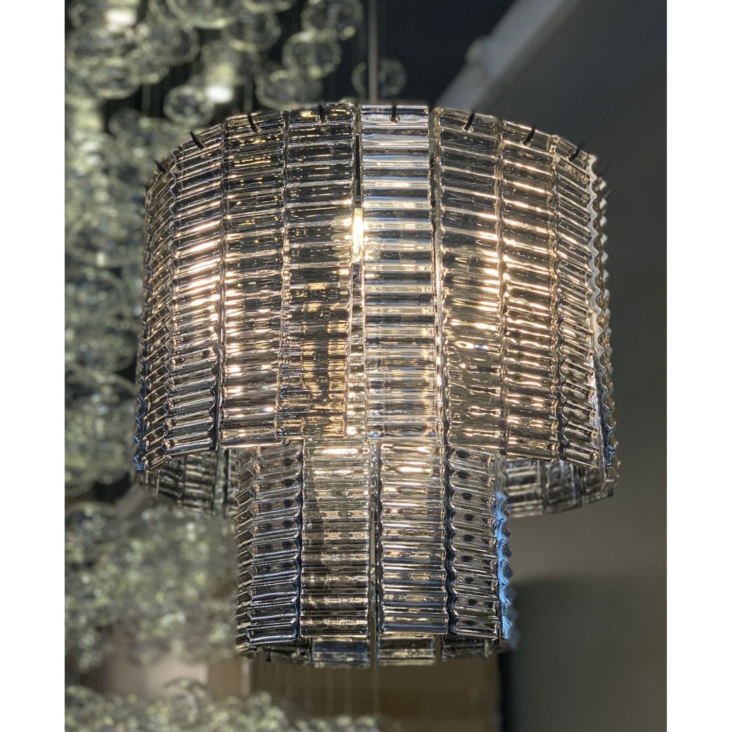 Cuirass Round Ribbed Glass Tile Chandelier Collection - Italian Concept -