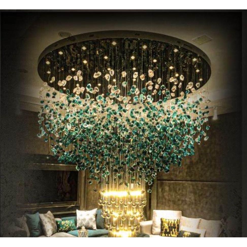 Rainfall Glass Gem Stone Chandelier - Italian Concept - Size