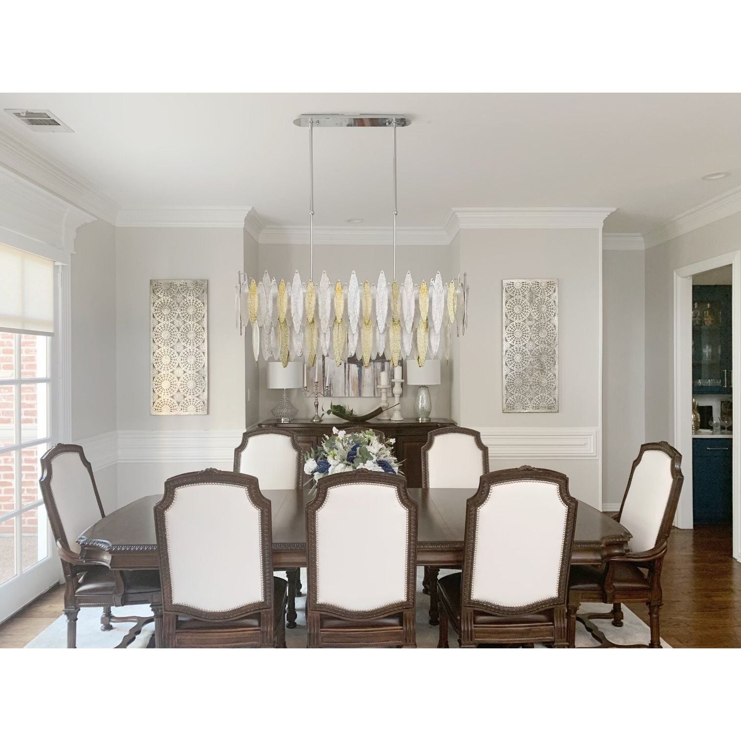 Alba 2-Tier Linear Oval Glass Chandelier - Italian Concept -