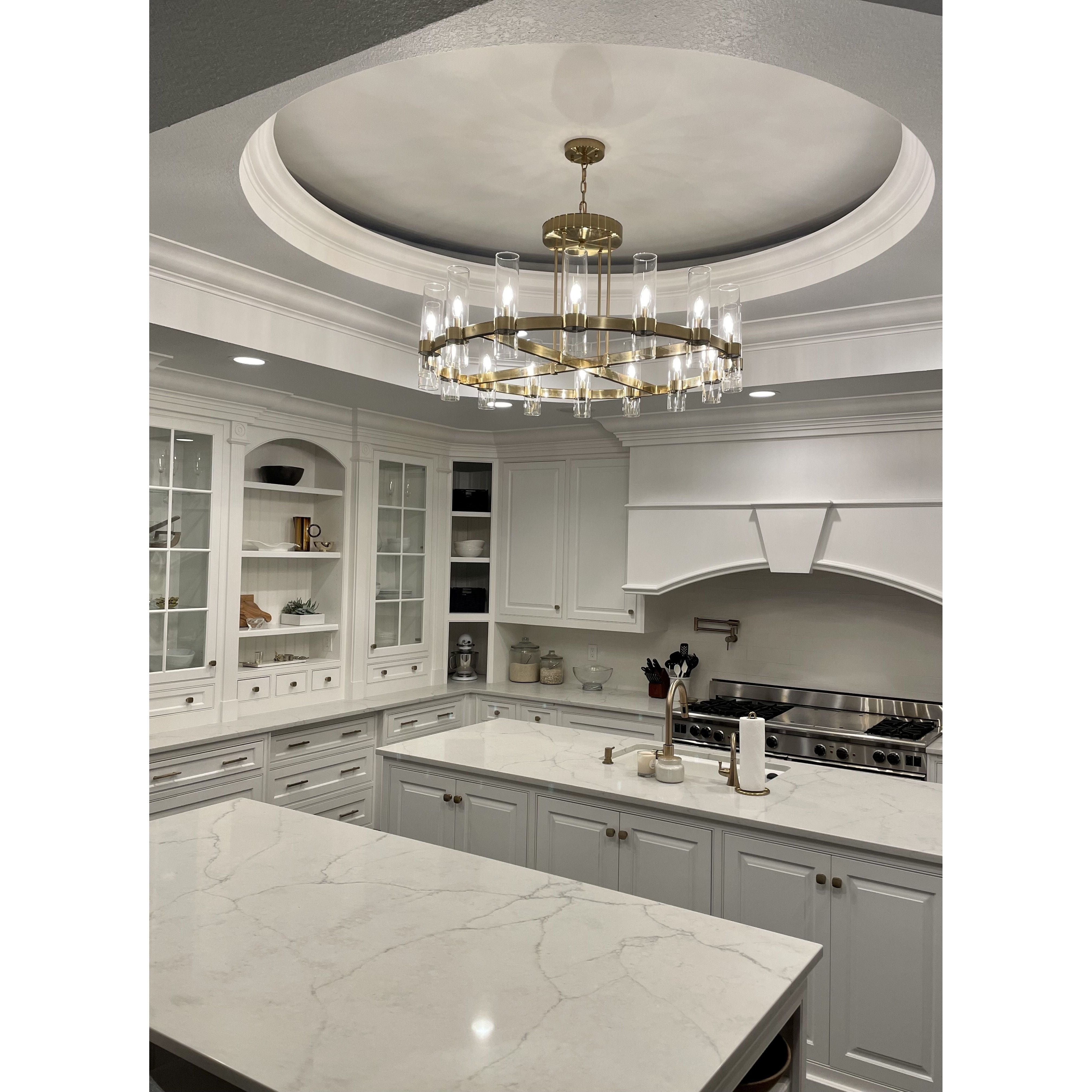 Armature Round Glass Cylinder Chandelier - Italian Concept -