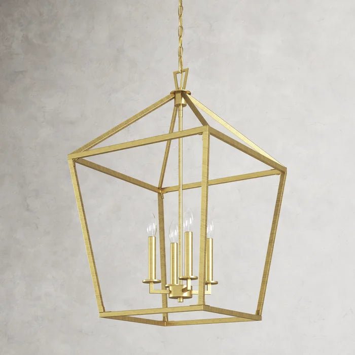 Chris Graff 4 - Light 17"W Lantern Geometric Chandelier - Italian Concept - Color Finish