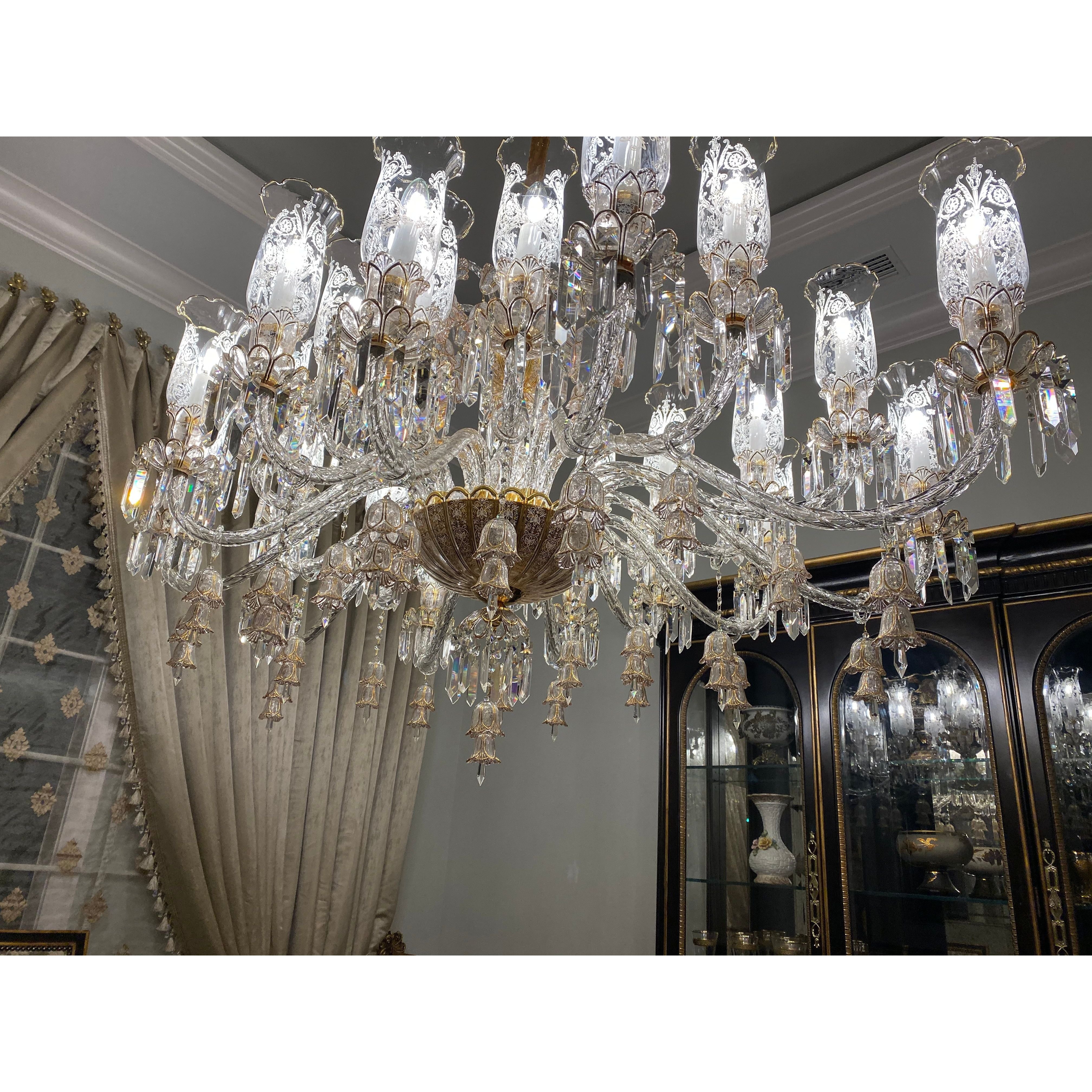 24 Light Oval/ Linear Marbella Garnier Crystal Chandelier - Italian Concept -