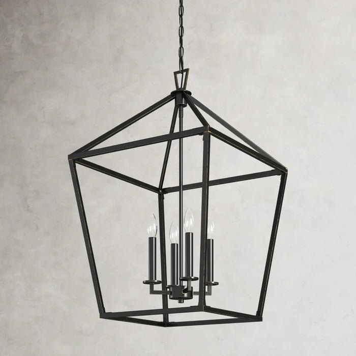 Chris Graff 4 - Light 17"W Lantern Geometric Chandelier - Italian Concept - Color Finish