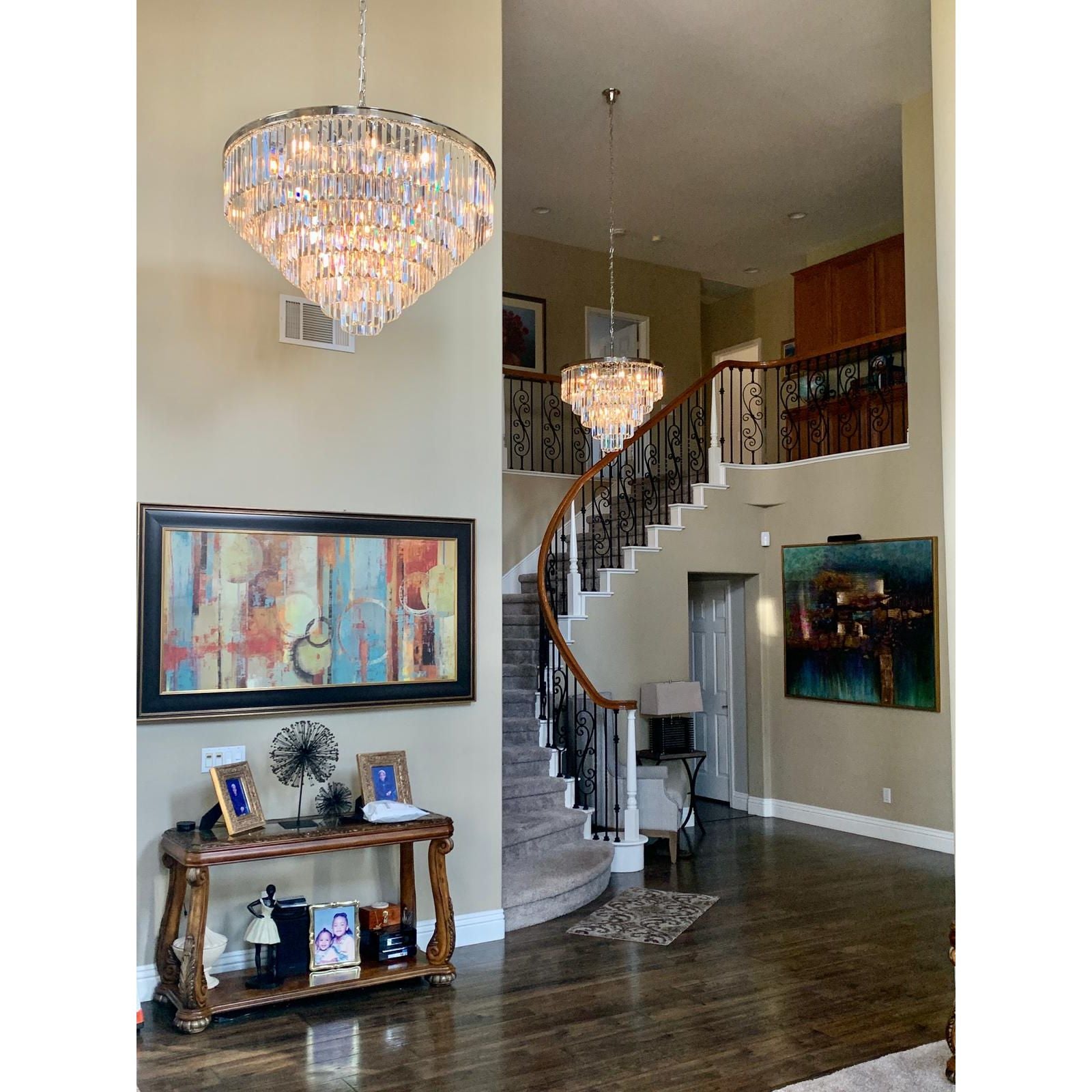 54" Wide Odeon Round Crystal Fringe Chandelier - Italian Concept -