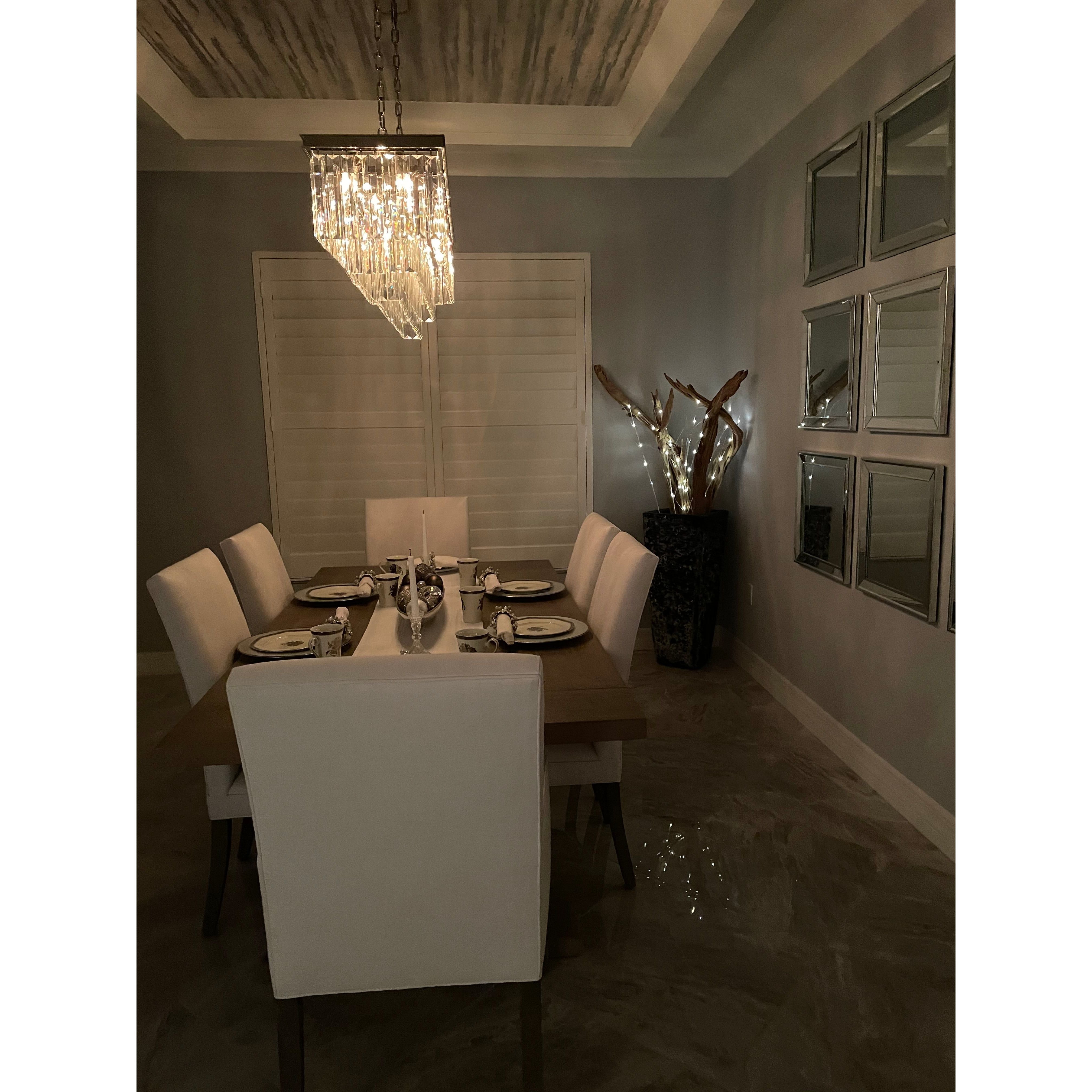 3-Tier Odeon Crystal Fringe Rectangular Chandelier - Italian Concept -