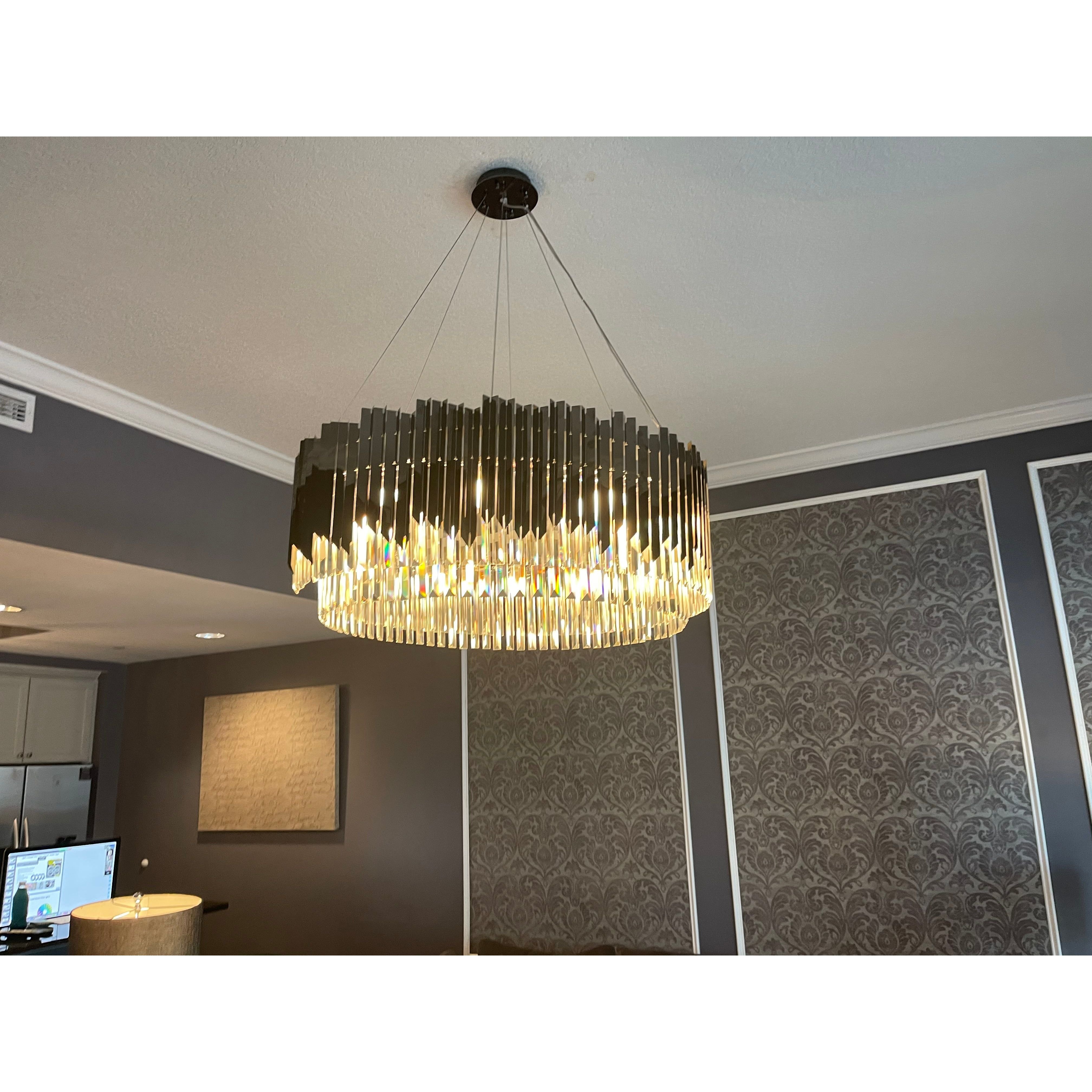 Arrows Steel Crystal Chandelier Round - Italian Concept -