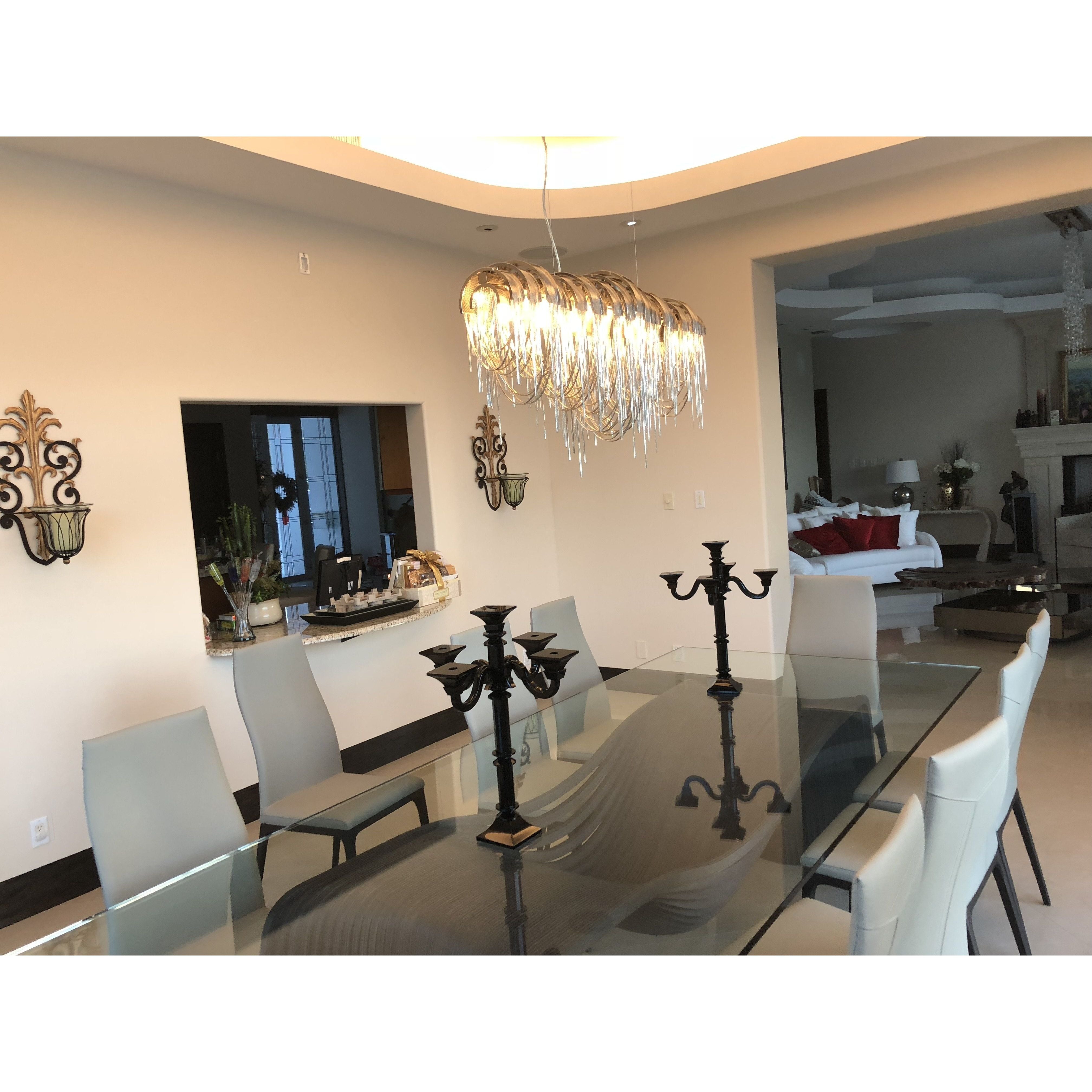 Metal Chain Link Allora Linear Chandelier - Italian Concept
