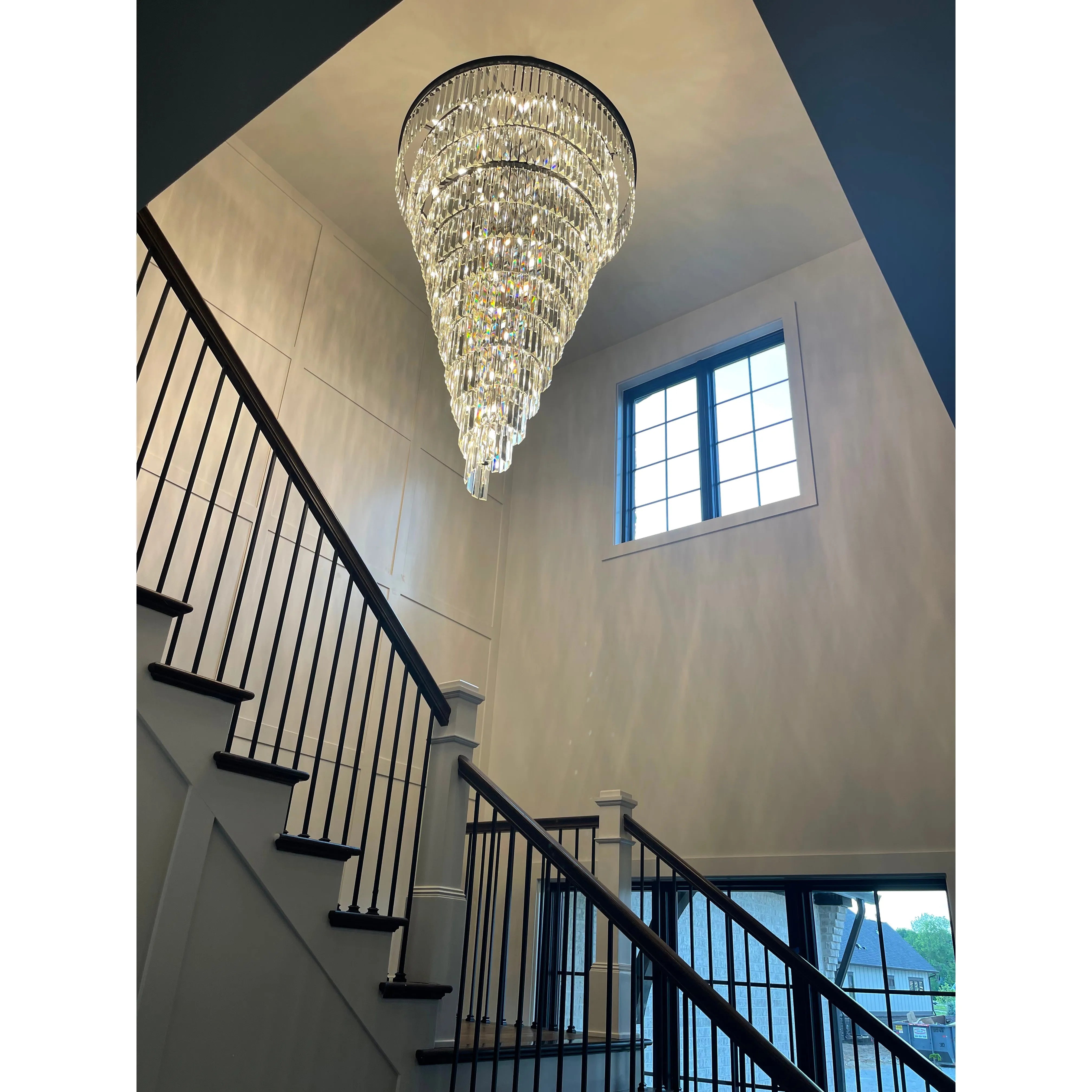 Apex Odeon Spiral Tiered/ Layered Crystal Fringe Chandelier 36" - Italian Concept -