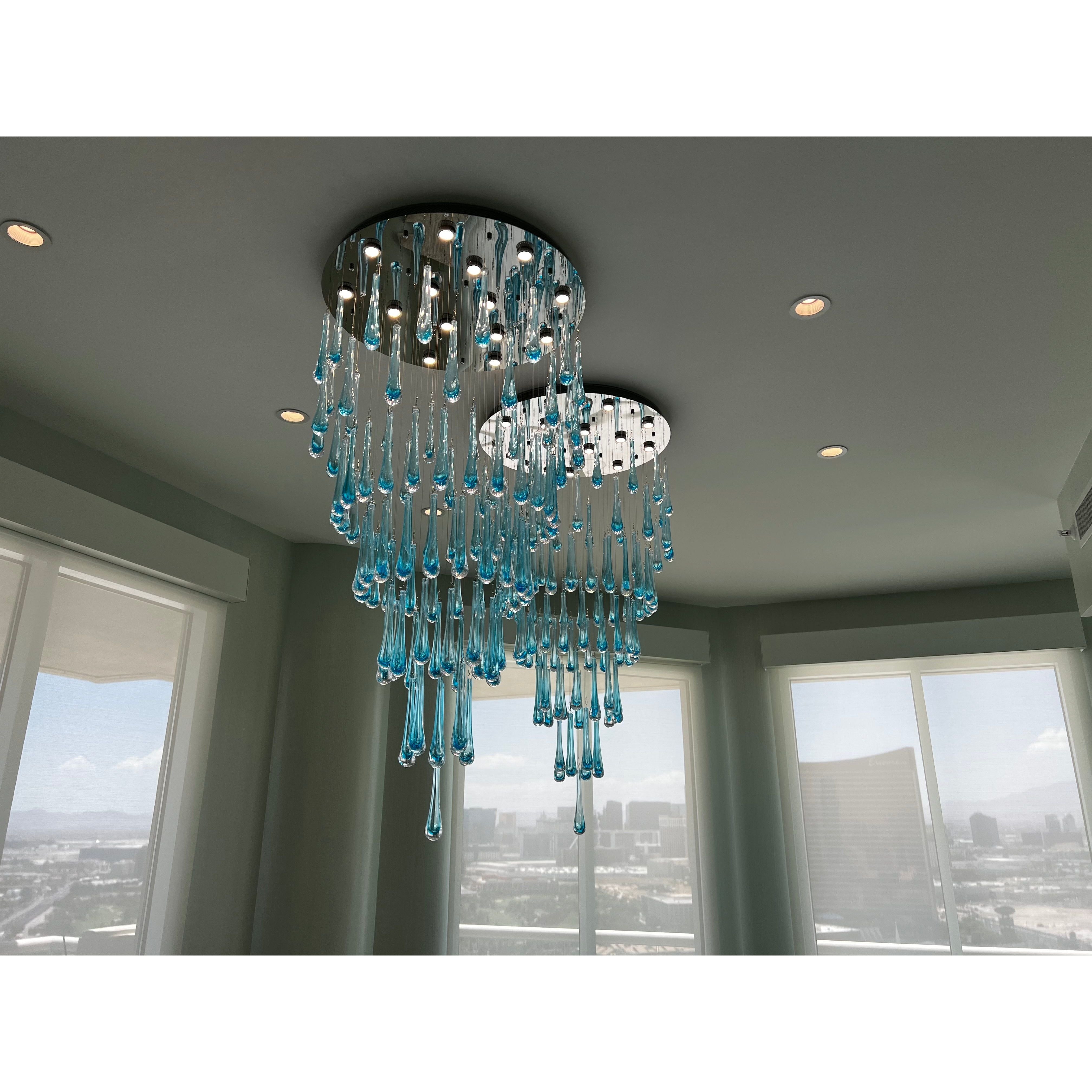 Blue Rainfall Murano Glass Chandelier - Italian Concept