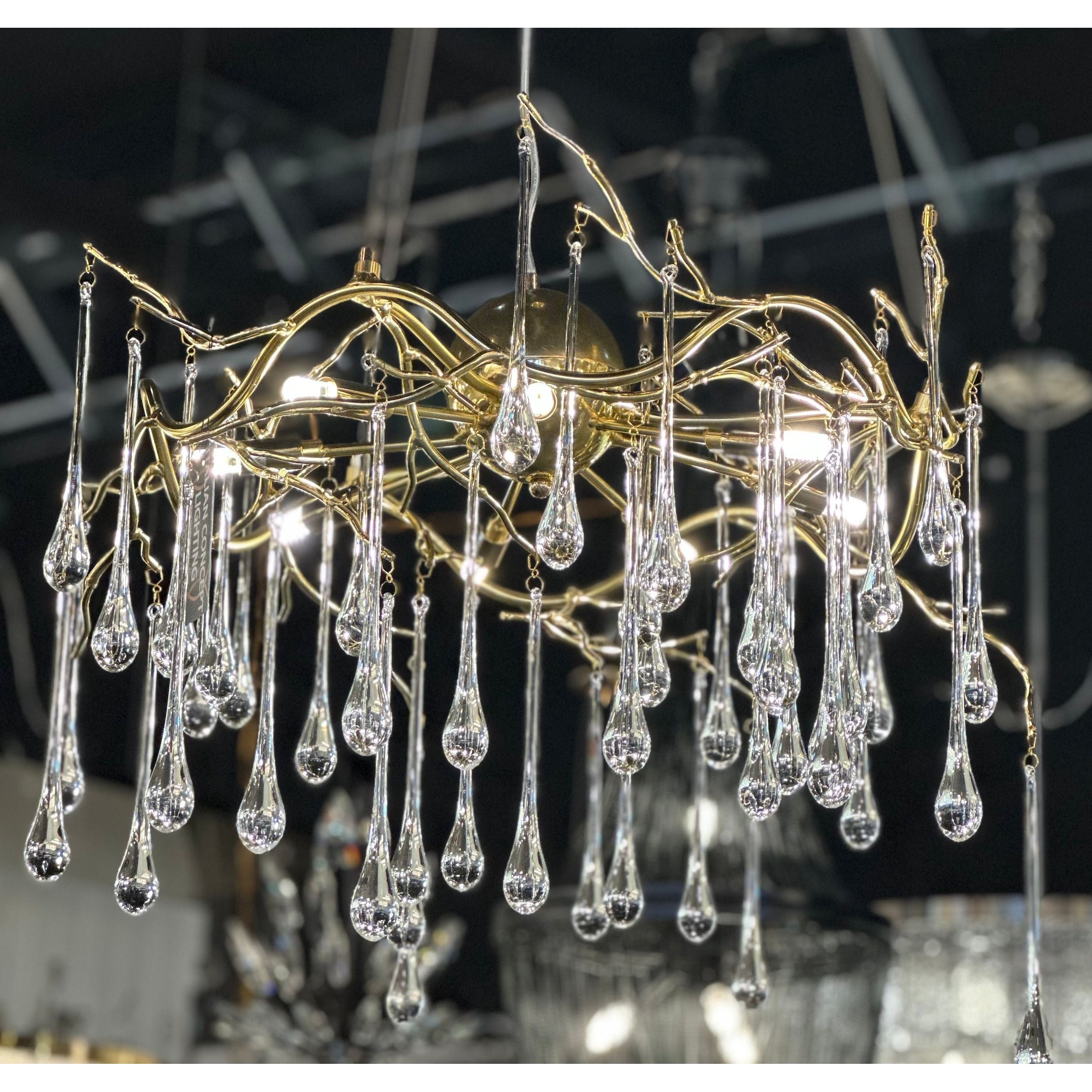 Dawn Lukas Teardrop Branching Brass Round Chandelier - Italian Concept