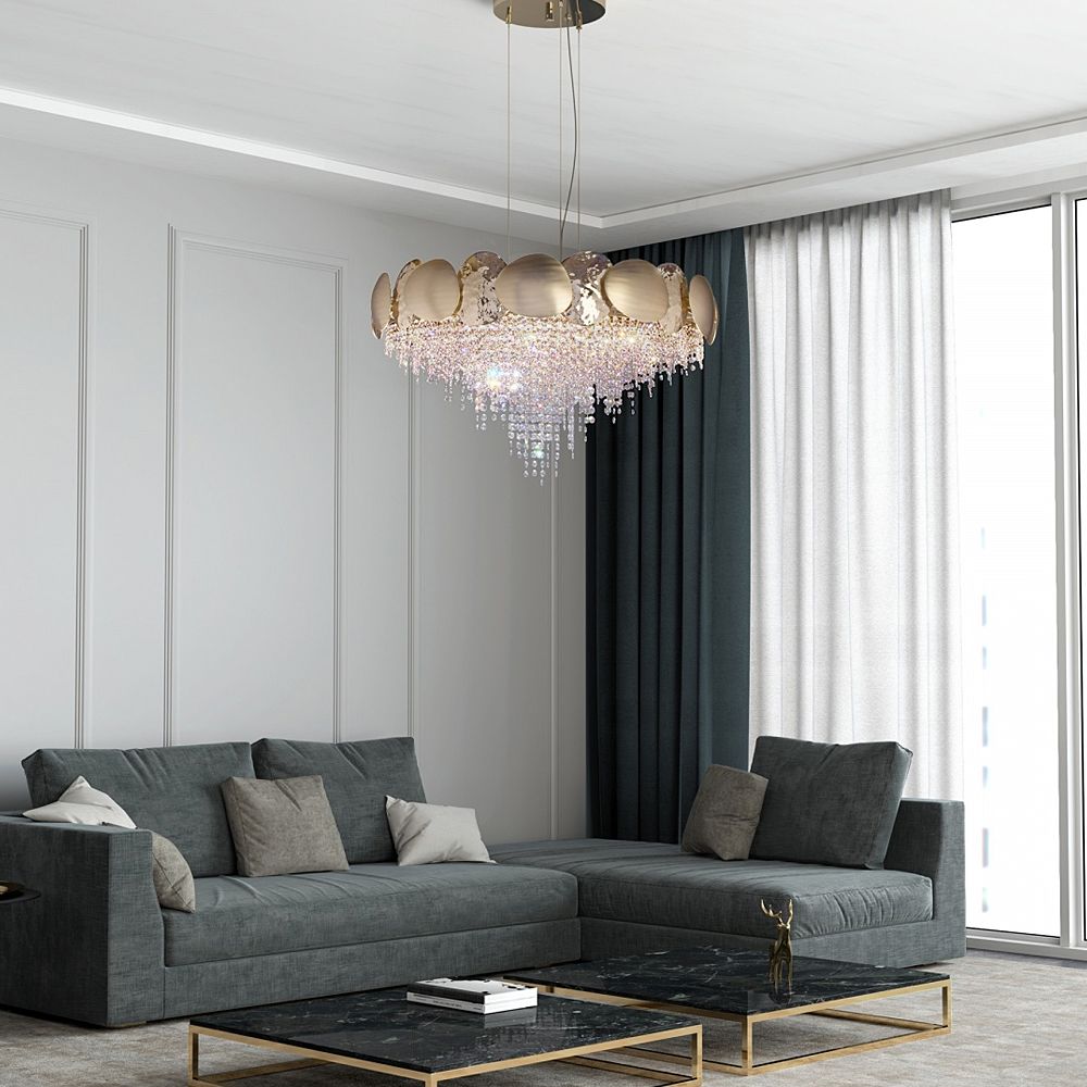 Amadeo Round Brass Crystal Chandelier - Italian Concept -