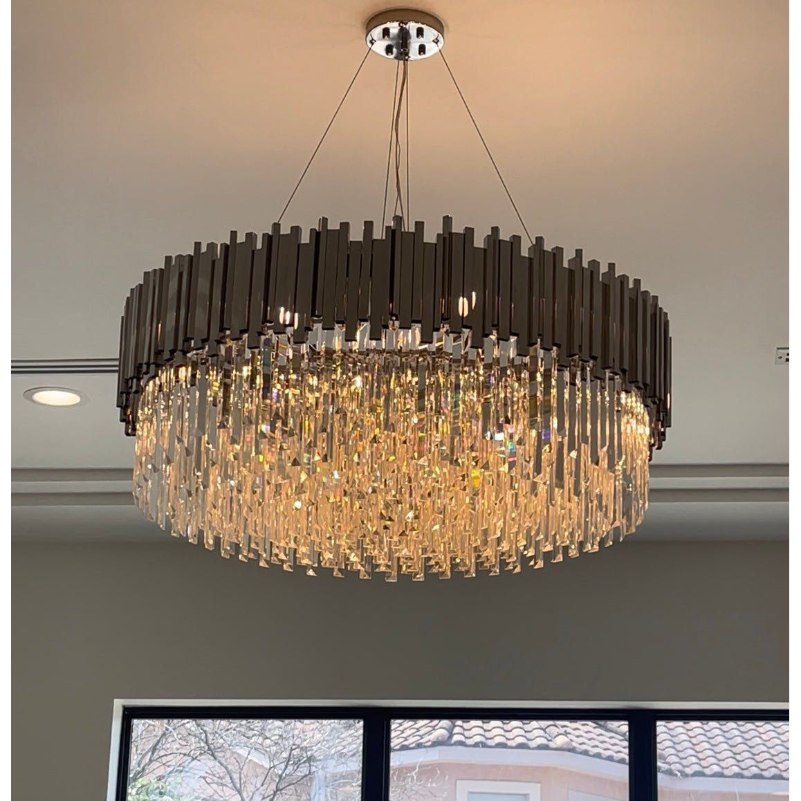 Colonnade 2-Tier Round Crystal Chandelier - Italian Concept