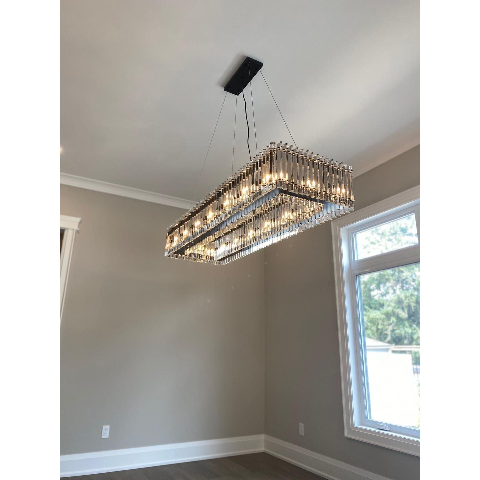 Apex Odeon Crystal Fringe 1-tier Rectangular Chandelier - Italian Concept -