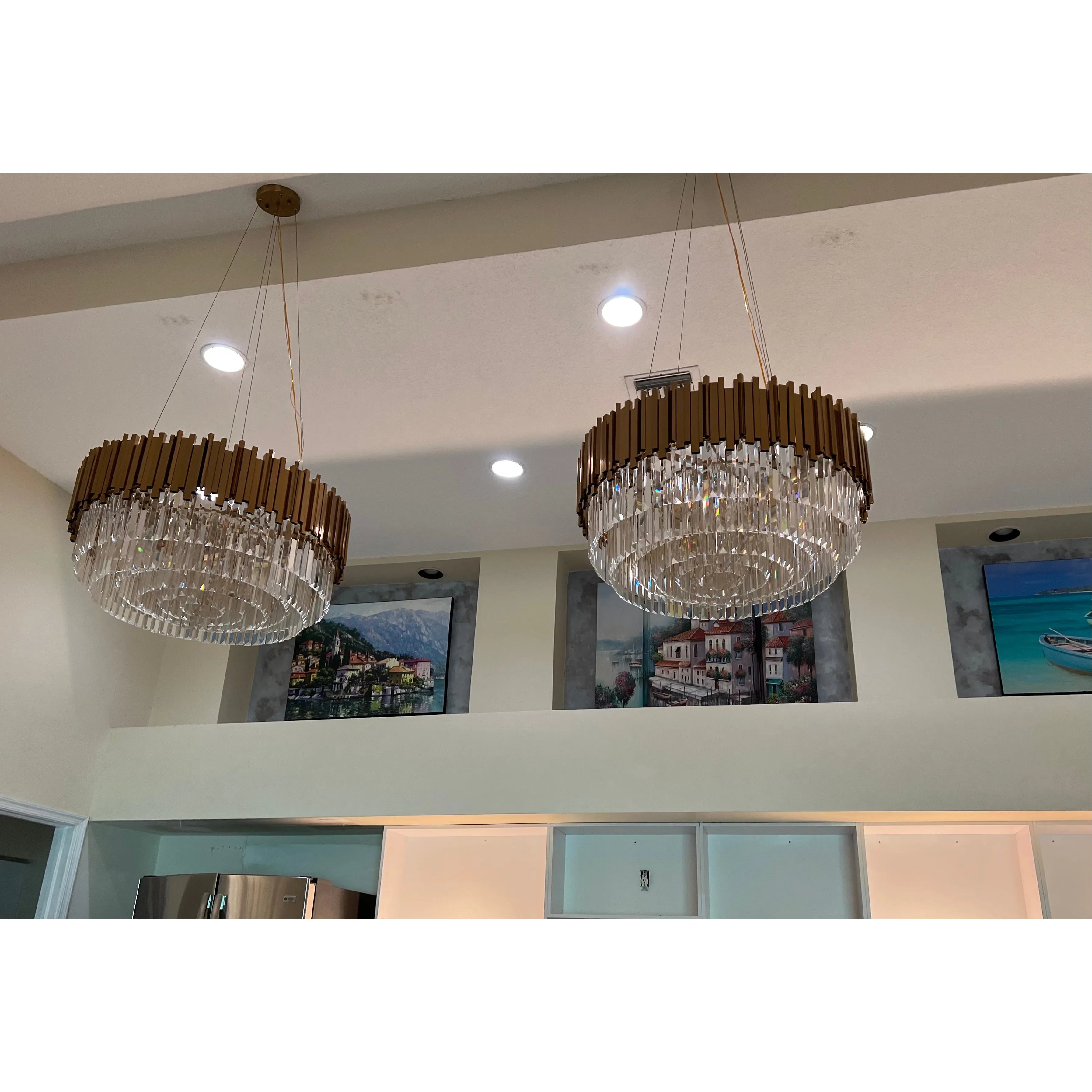 Colonnade 2-Tier Round Crystal Chandelier - Italian Concept