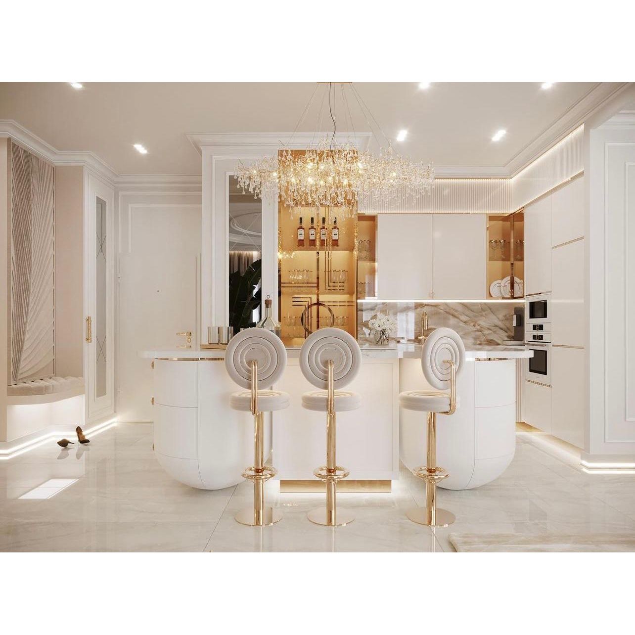 Livio Branching Brass Round Teardrop Chandelier - Italian Concept