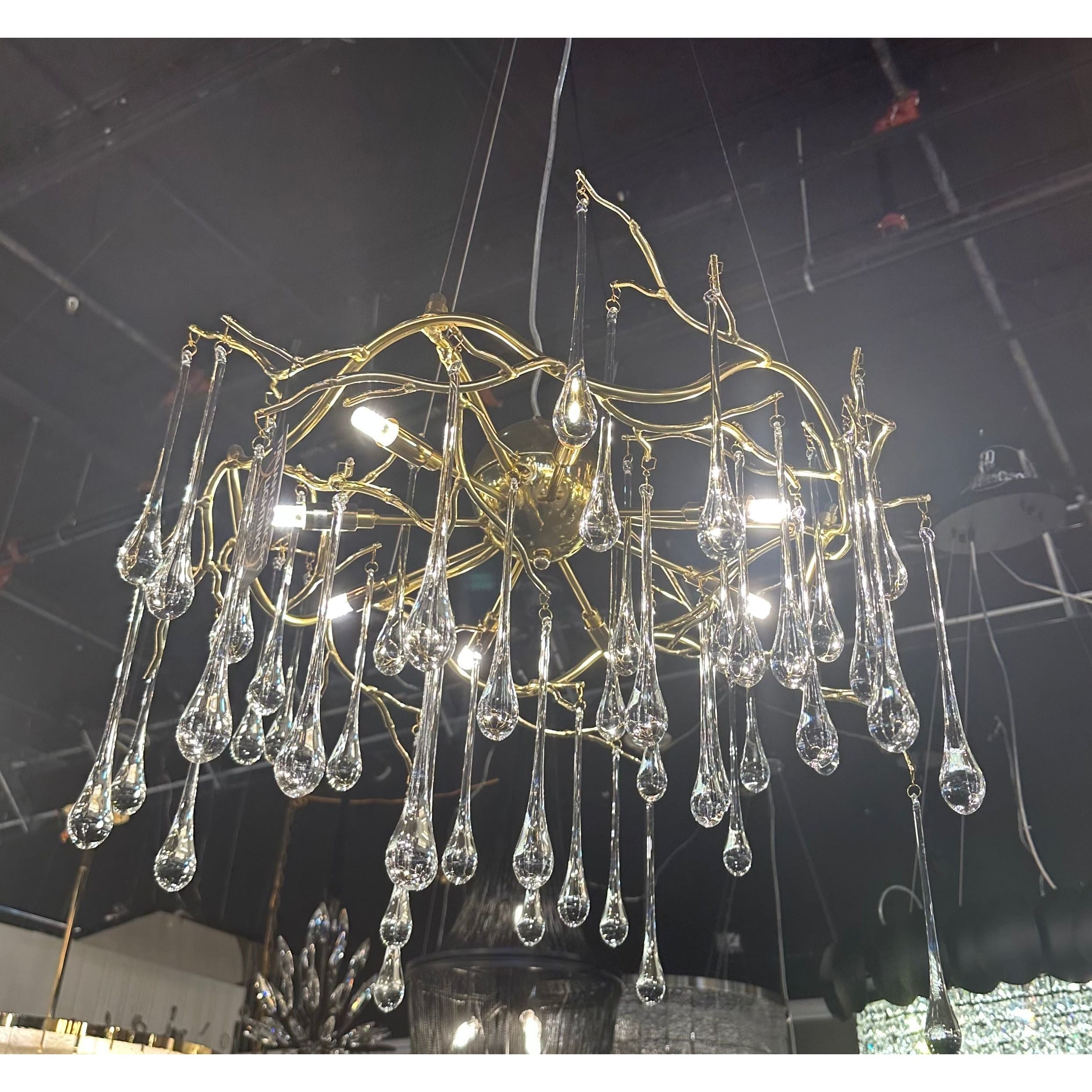 Dawn Lukas Teardrop Branching Brass Round Chandelier - Italian Concept