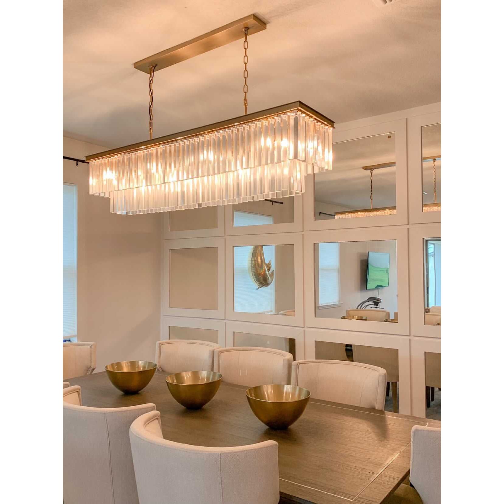 Apex Odeon Rectangular Fringe Crystal Chandelier - Italian Concept -