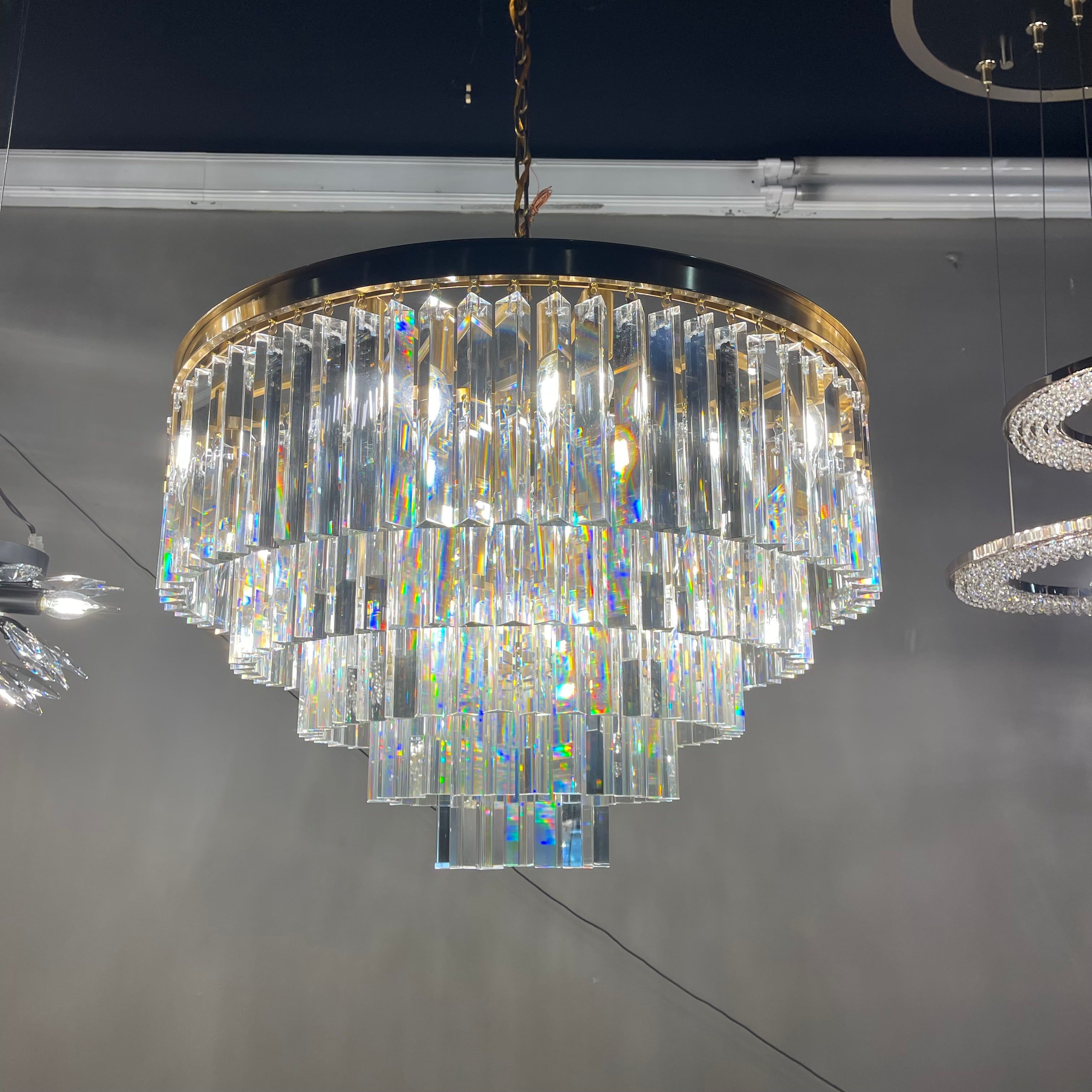 Apex Odeon Round Crystal Fringe Chandelier Collection - Italian Concept -