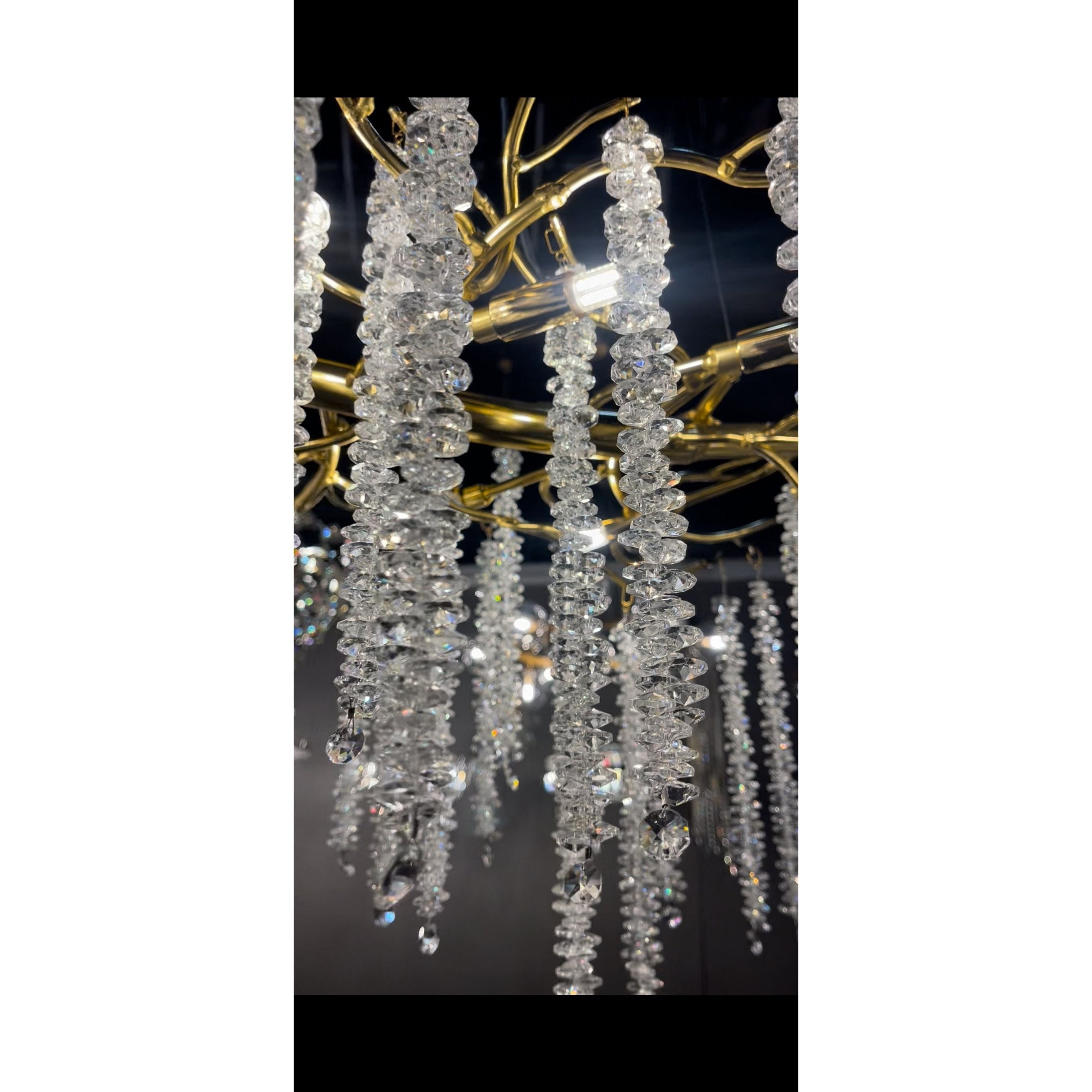 Catherine Crystal Rainfall Linear Branching Chandelier - Italian Concept -