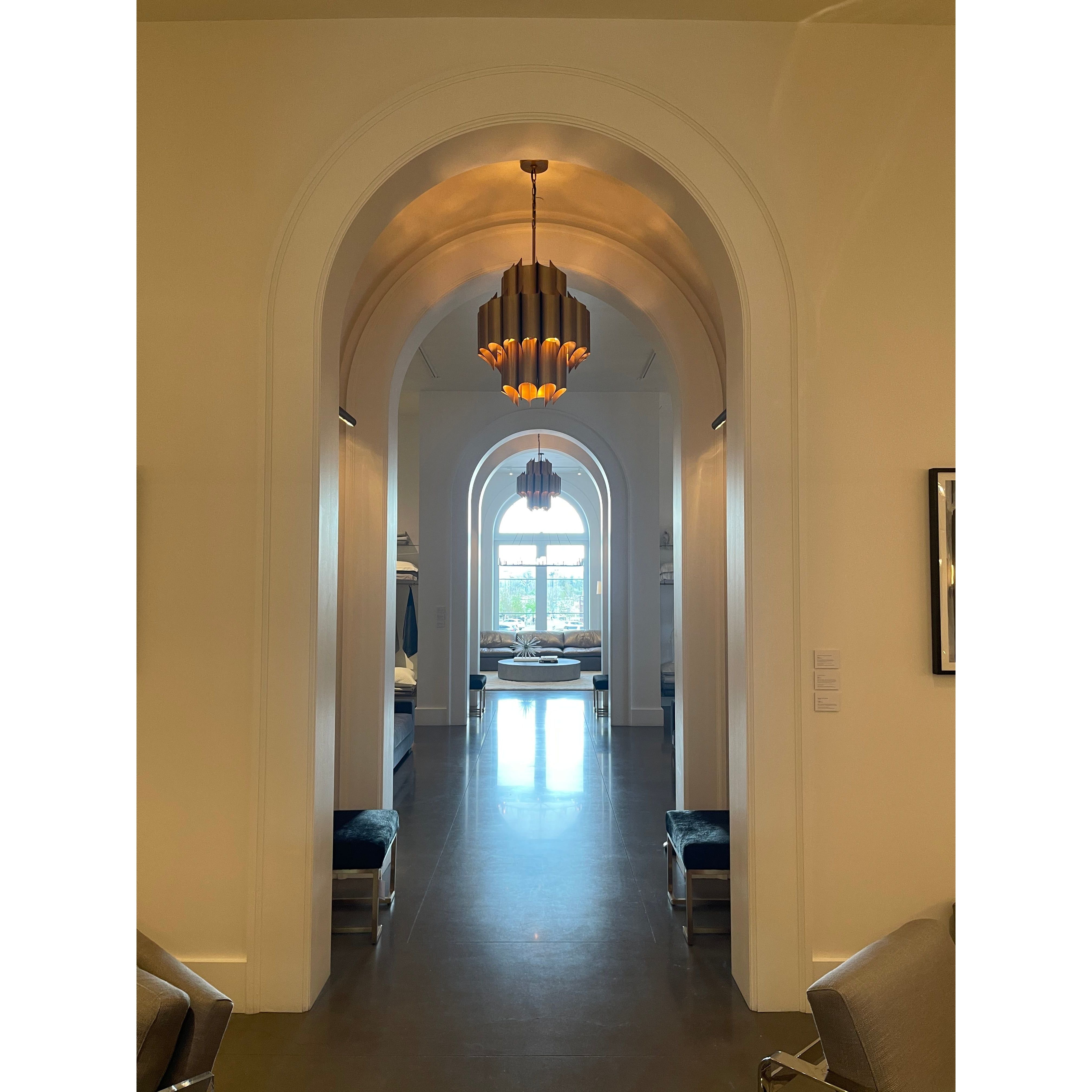 Brass Fluted Chandelier - Italian Concept -