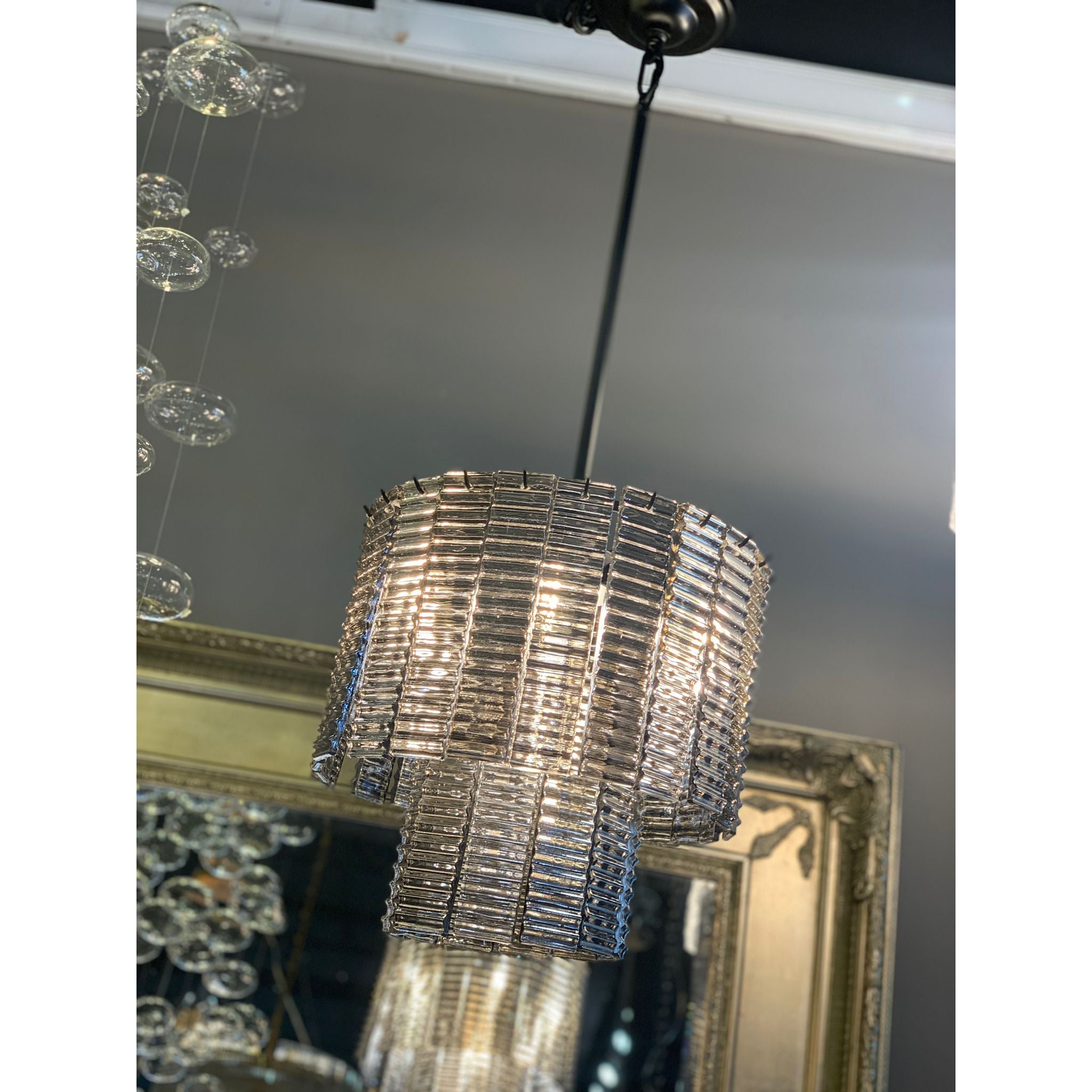 Cuirass Round Ribbed Glass Tile Chandelier Collection - Italian Concept -