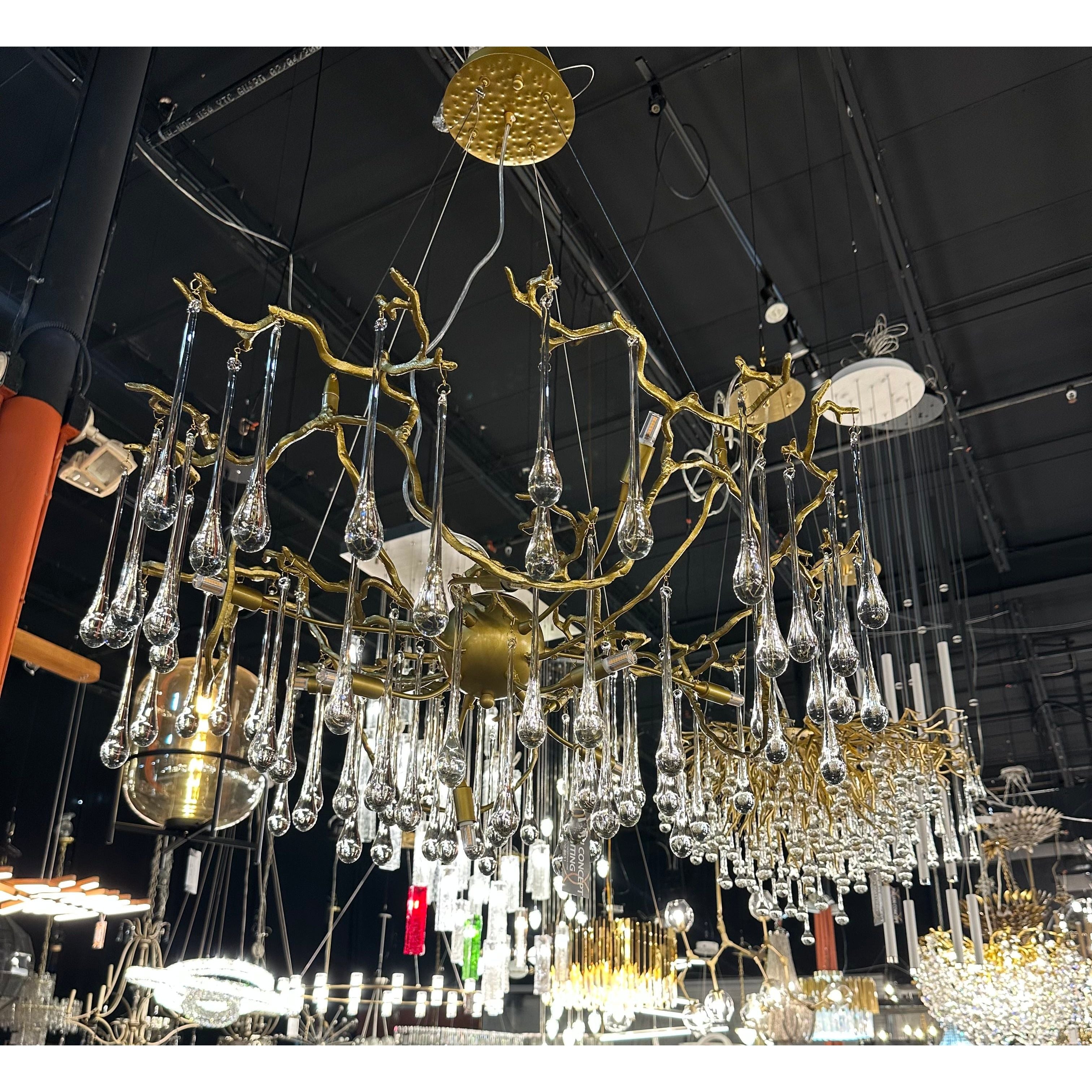Dawn Lukas Teardrop Branching Brass Round Chandelier - Italian Concept