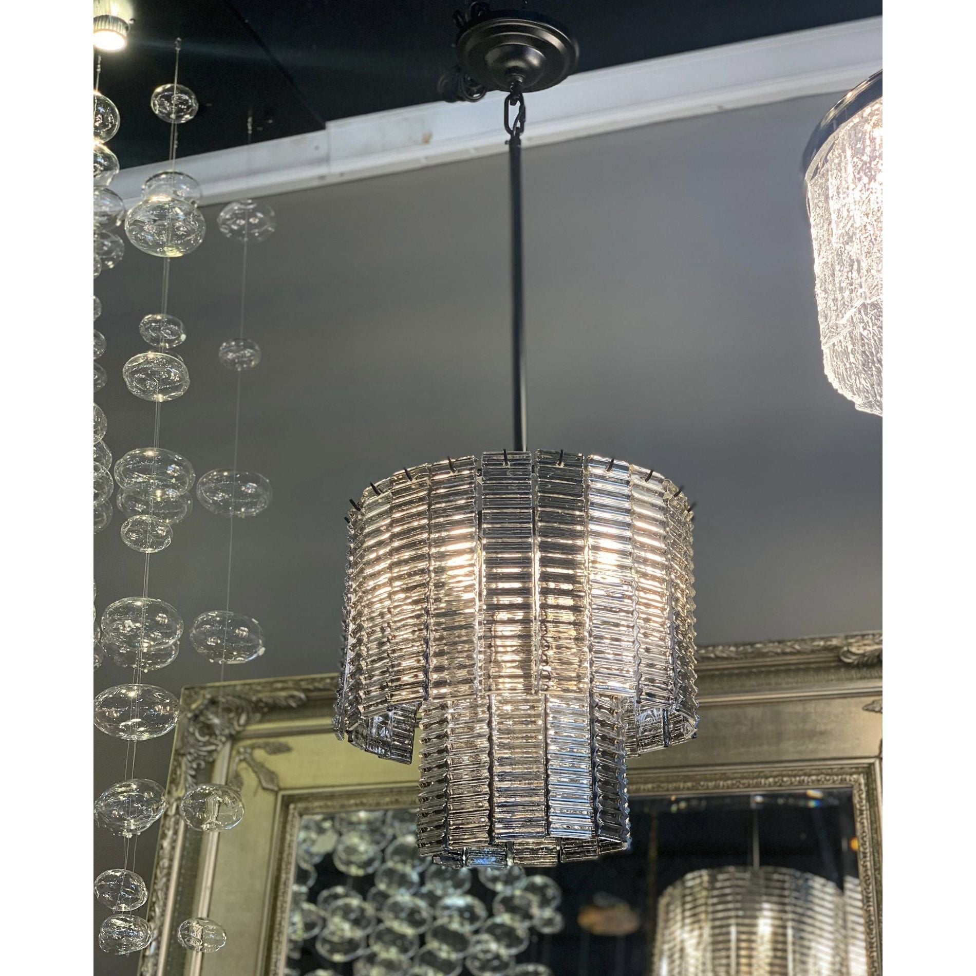 Cuirass Round Ribbed Glass Tile Chandelier Collection - Italian Concept -