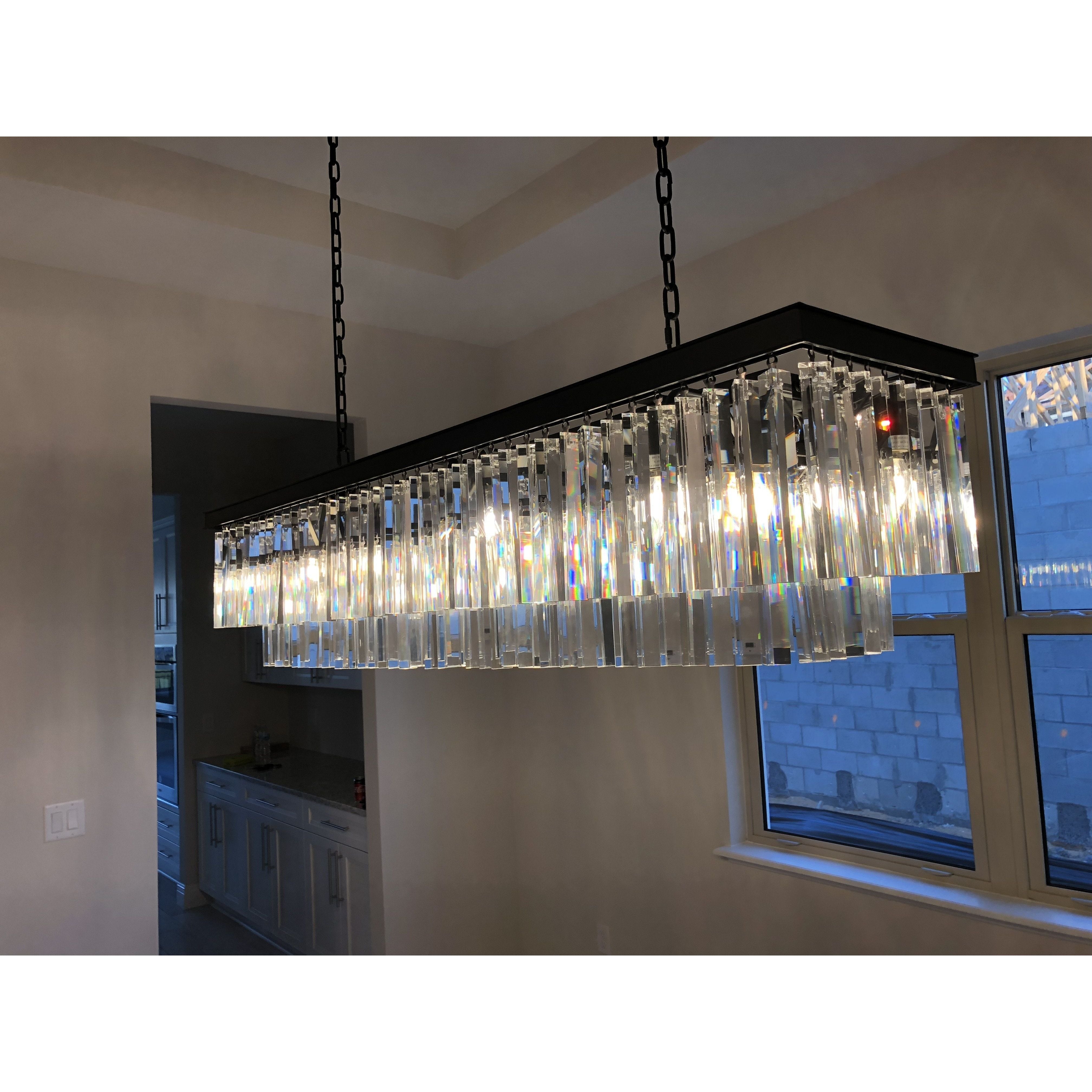 Apex Odeon Rectangular Fringe Crystal Chandelier - Italian Concept -