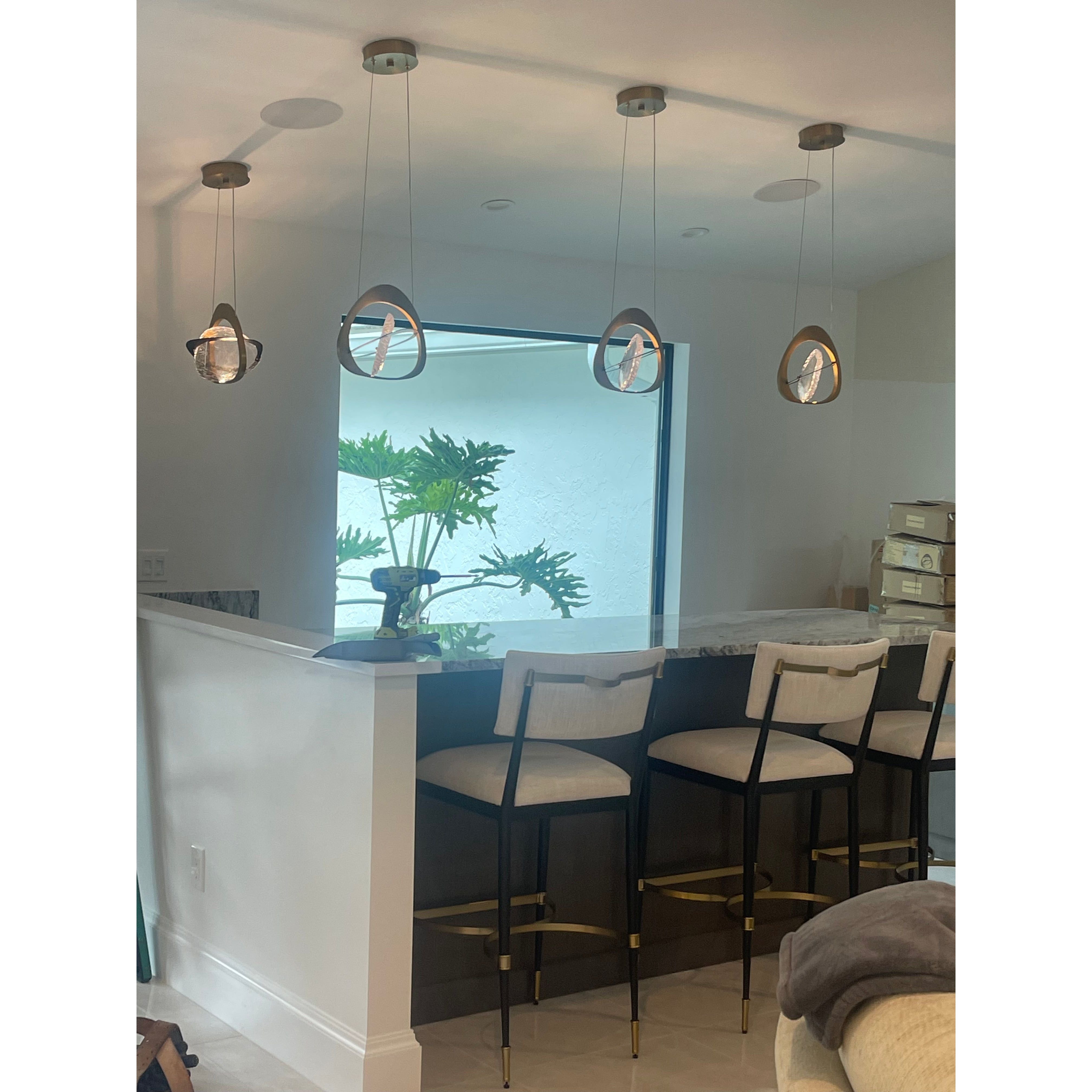 Natural Stone LED Industrial Crystal Pendant Light