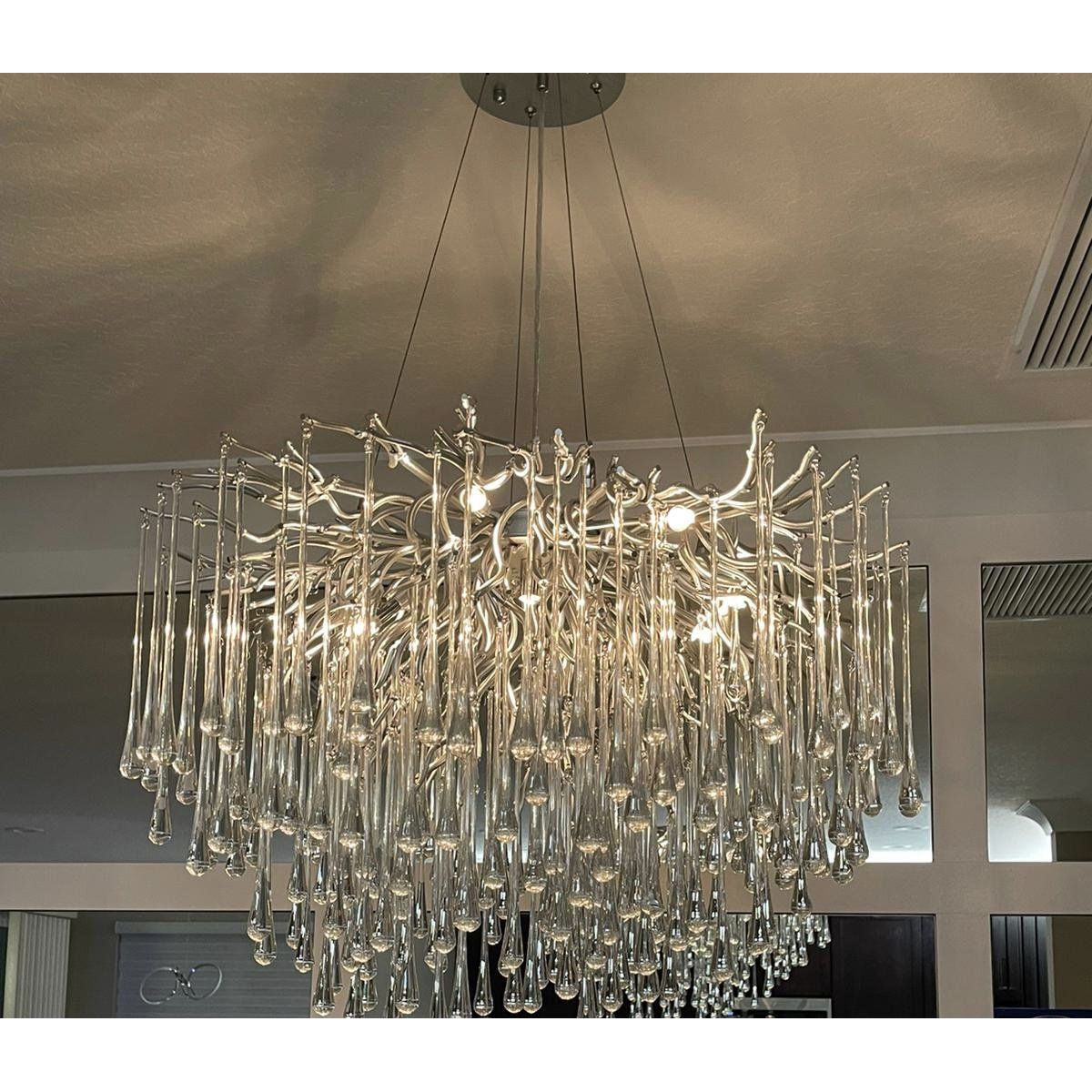 Lukas Branching Brass Round Teardrop Chandelier - Italian Concept