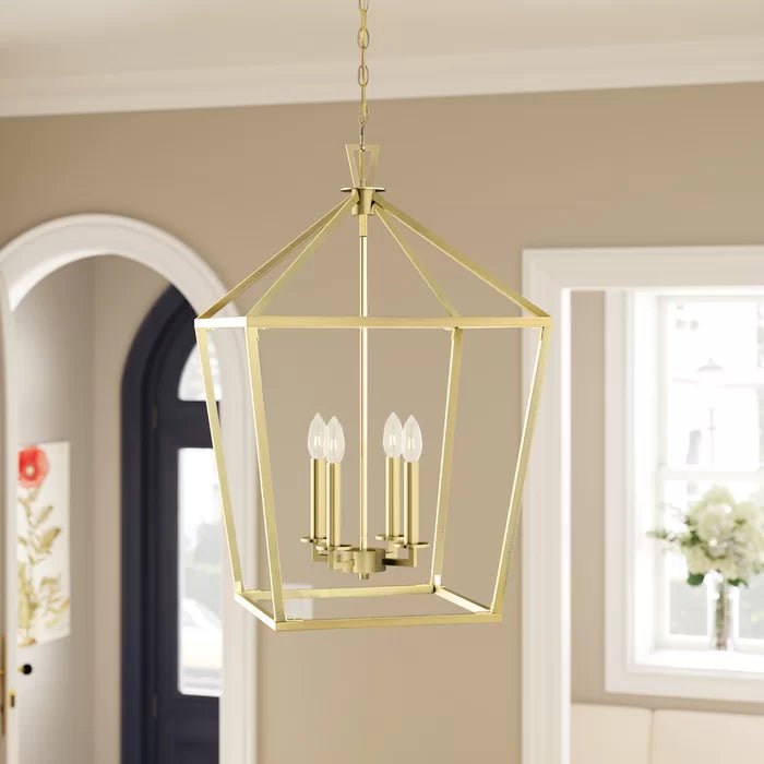 Chris Graff 4 - Light 17"W Lantern Geometric Chandelier - Italian Concept -