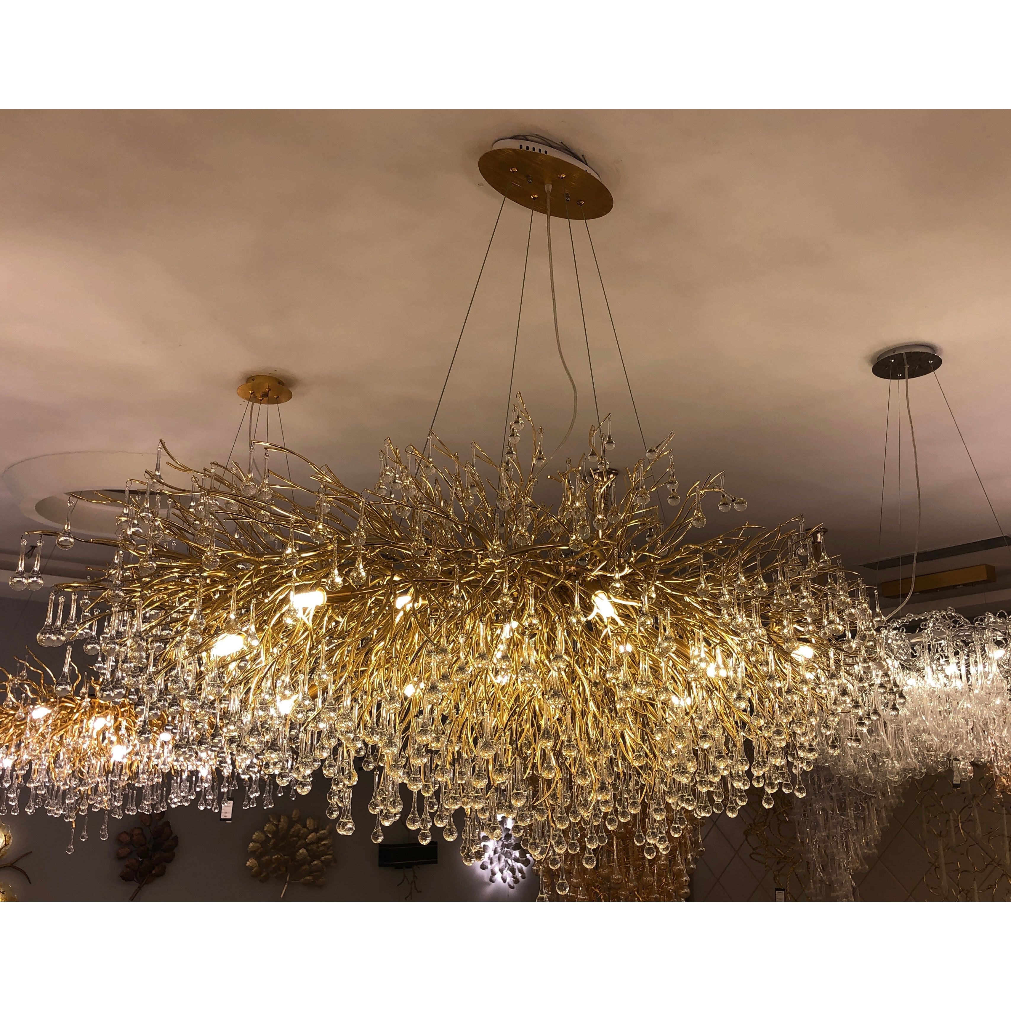 Le Saint Branching Brass Round Teardrop Chandelier - Italian Concept