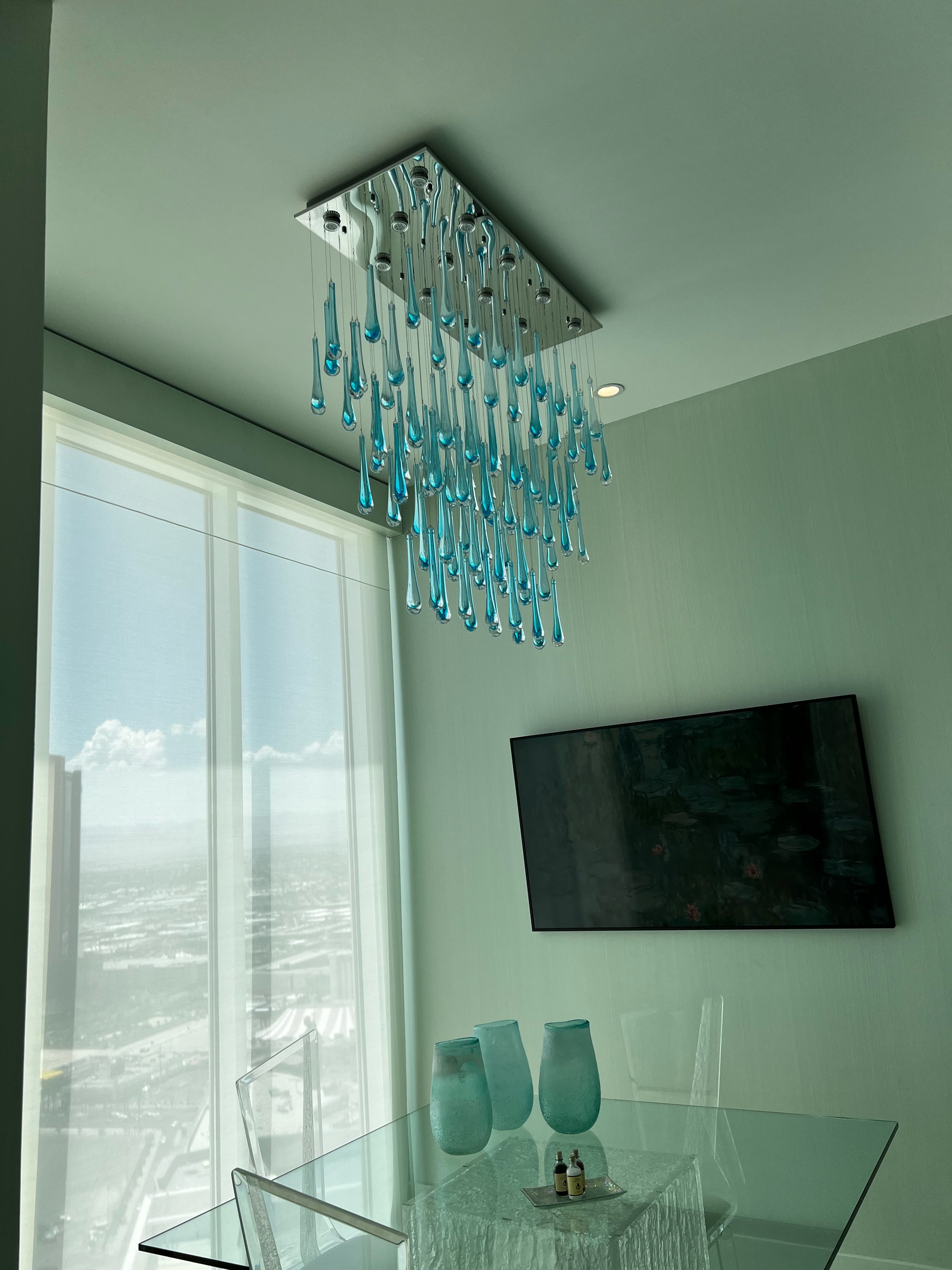 Blue Rainfall Murano Glass Chandelier - Italian Concept - Size