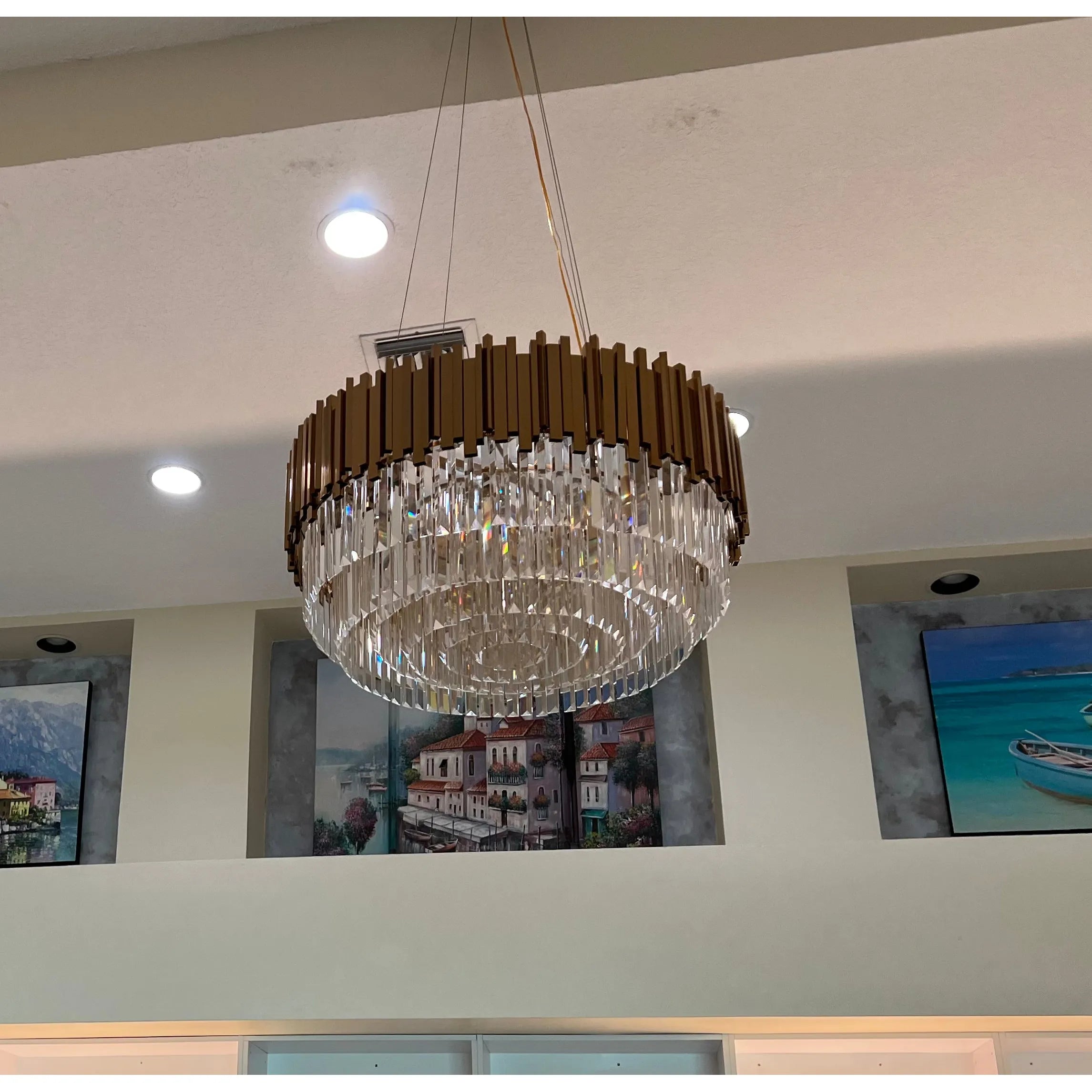 Colonnade 2-Tier Round Crystal Chandelier - Italian Concept