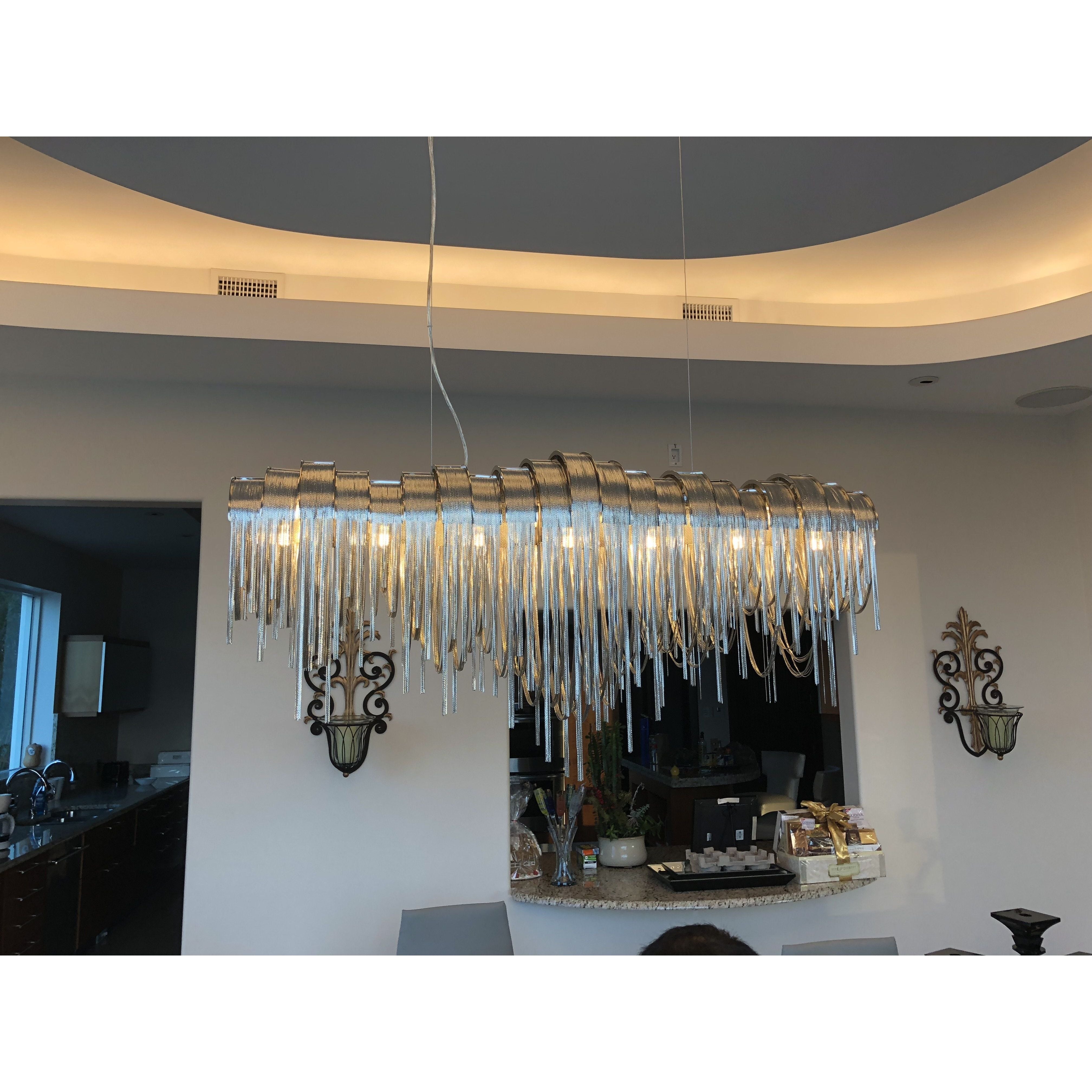 Metal Chain Link Allora Linear Chandelier - Italian Concept