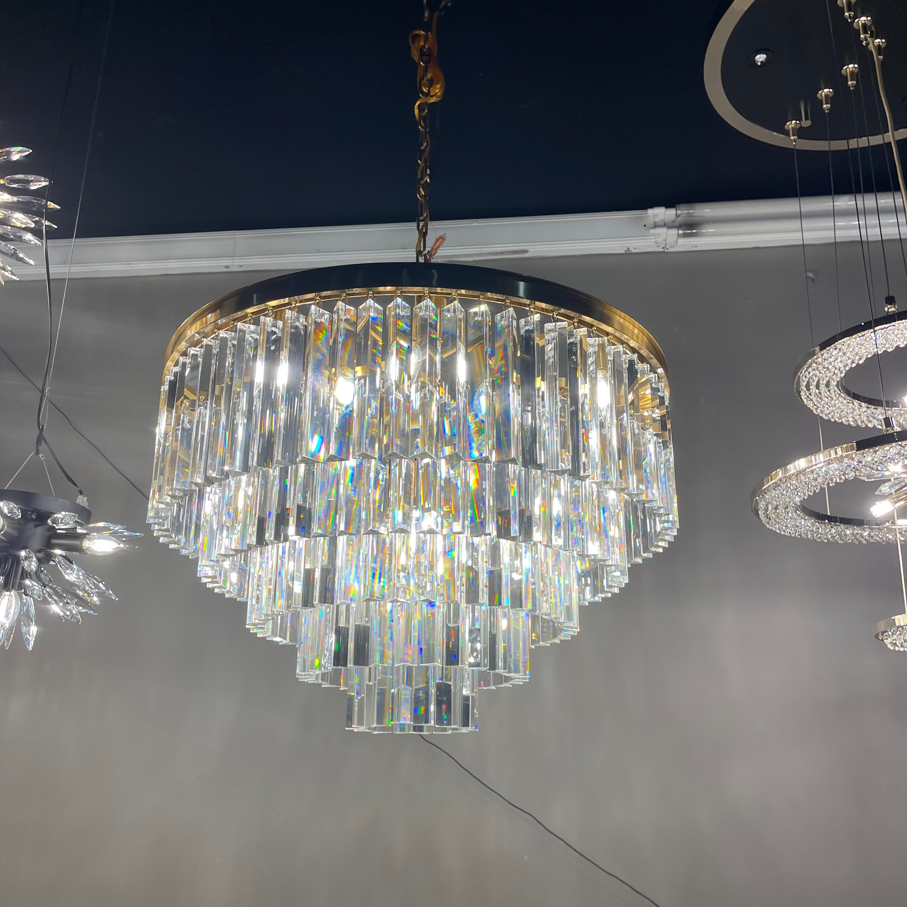 Apex Odeon Round Crystal Fringe Chandelier Collection - Italian Concept -