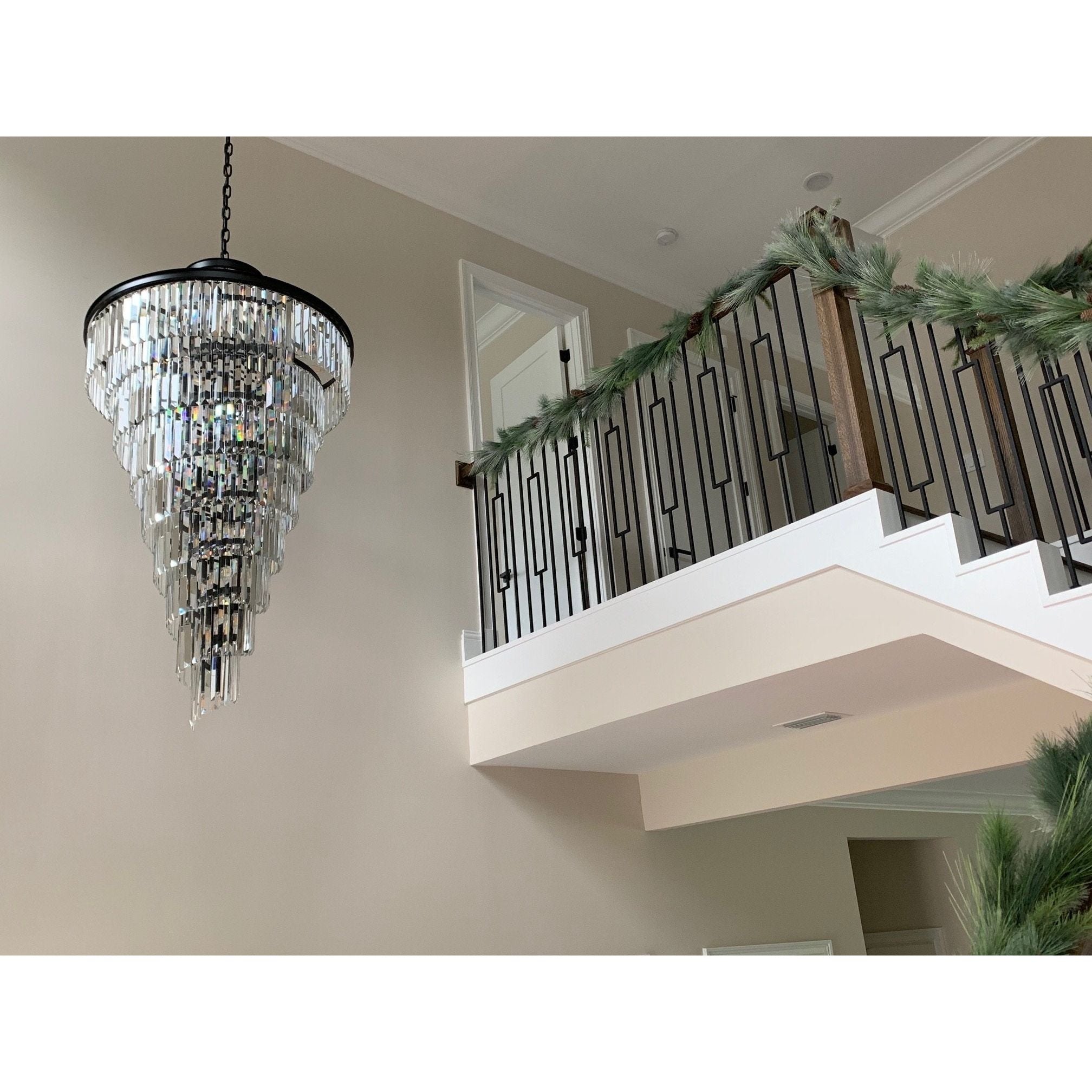 Veccini Spiral Tiered/ Layered Crystal Fringe Chandelier 36" - Italian Concept