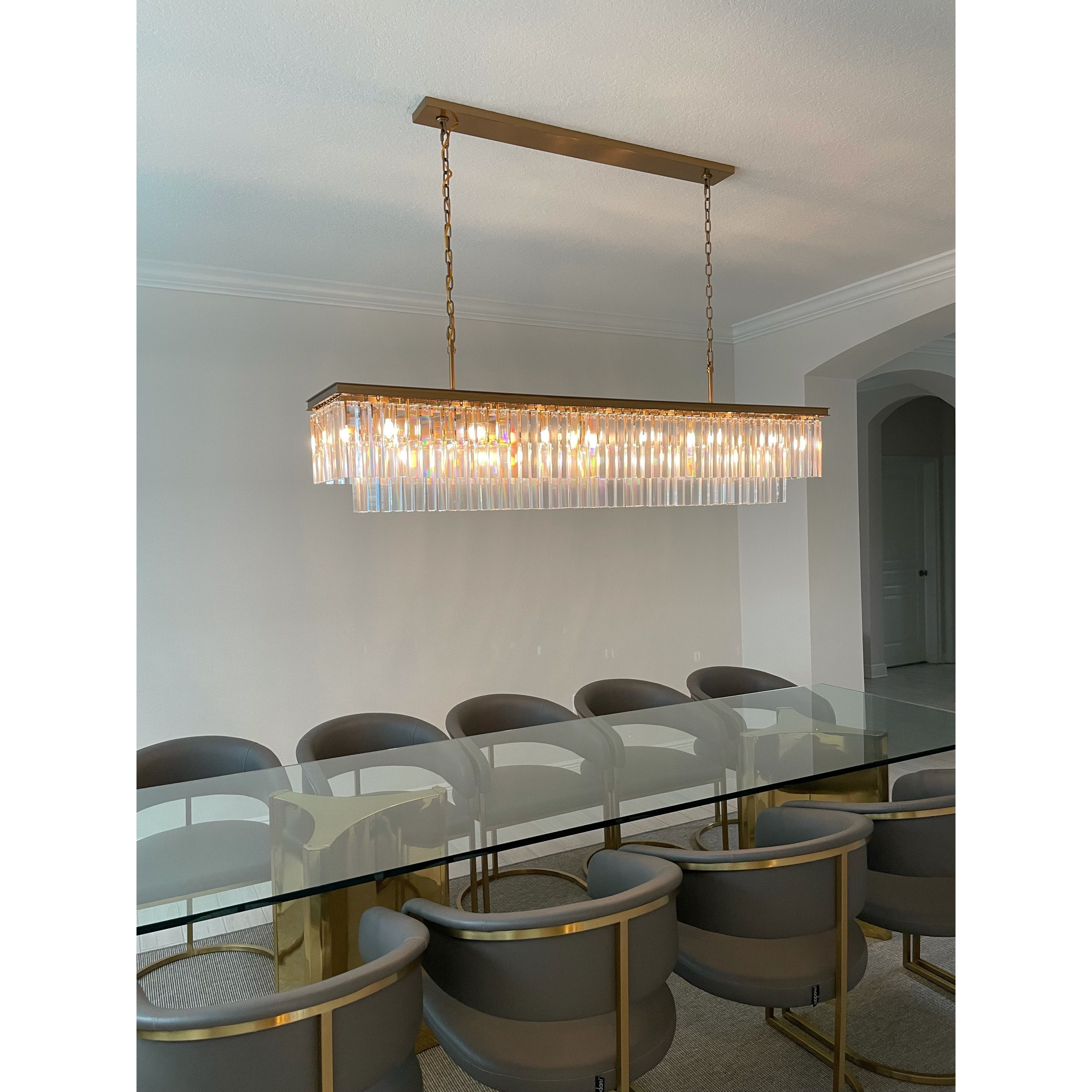 Apex Odeon Rectangular Fringe Crystal Chandelier - Italian Concept -