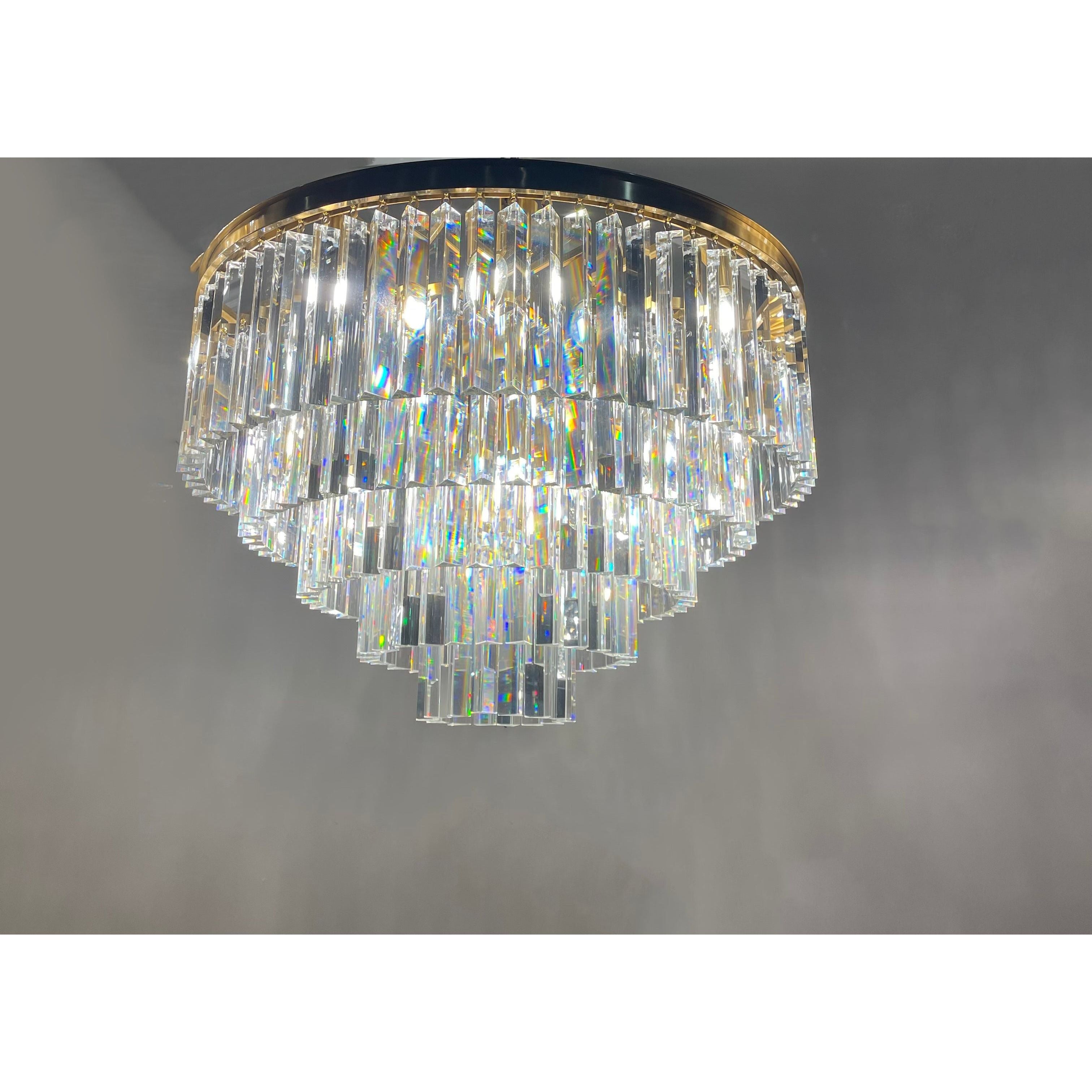 Flushmount Apex Odeon Tiered Round Crystal Fringe Chandelier Collection - Italian Concept -