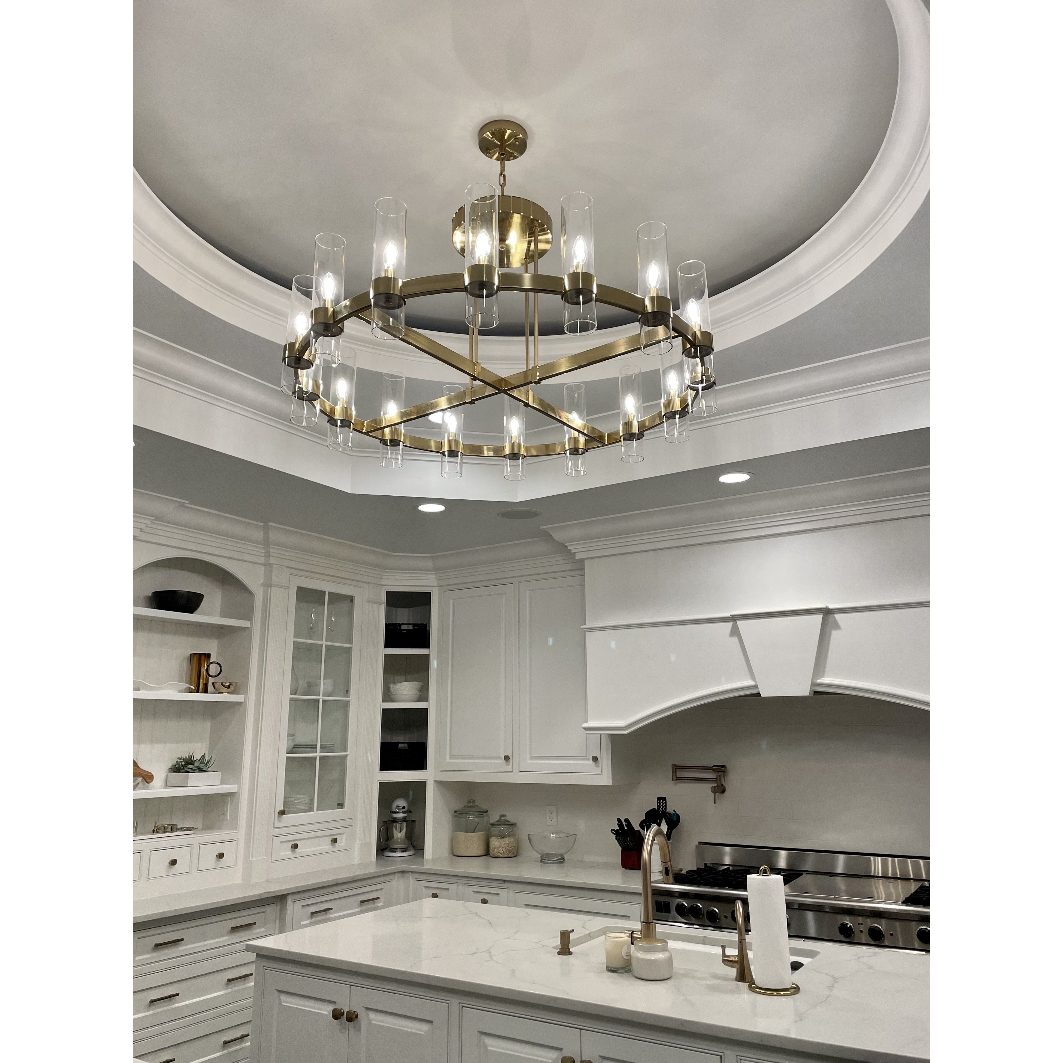 Armature Round Glass Cylinder Chandelier - Italian Concept -