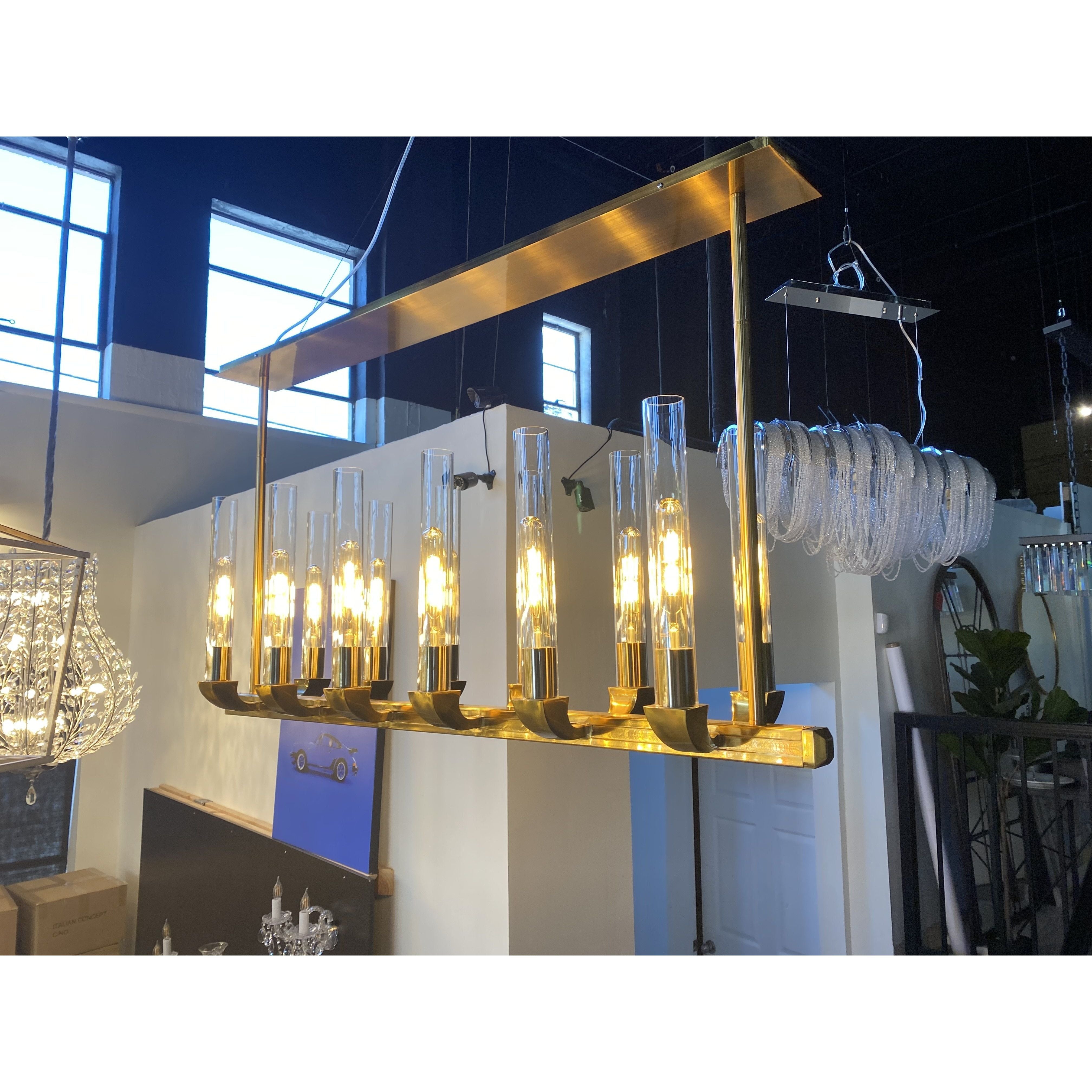 Pieli Industrial Linear Glass Shade Chandelier - Italian Concept
