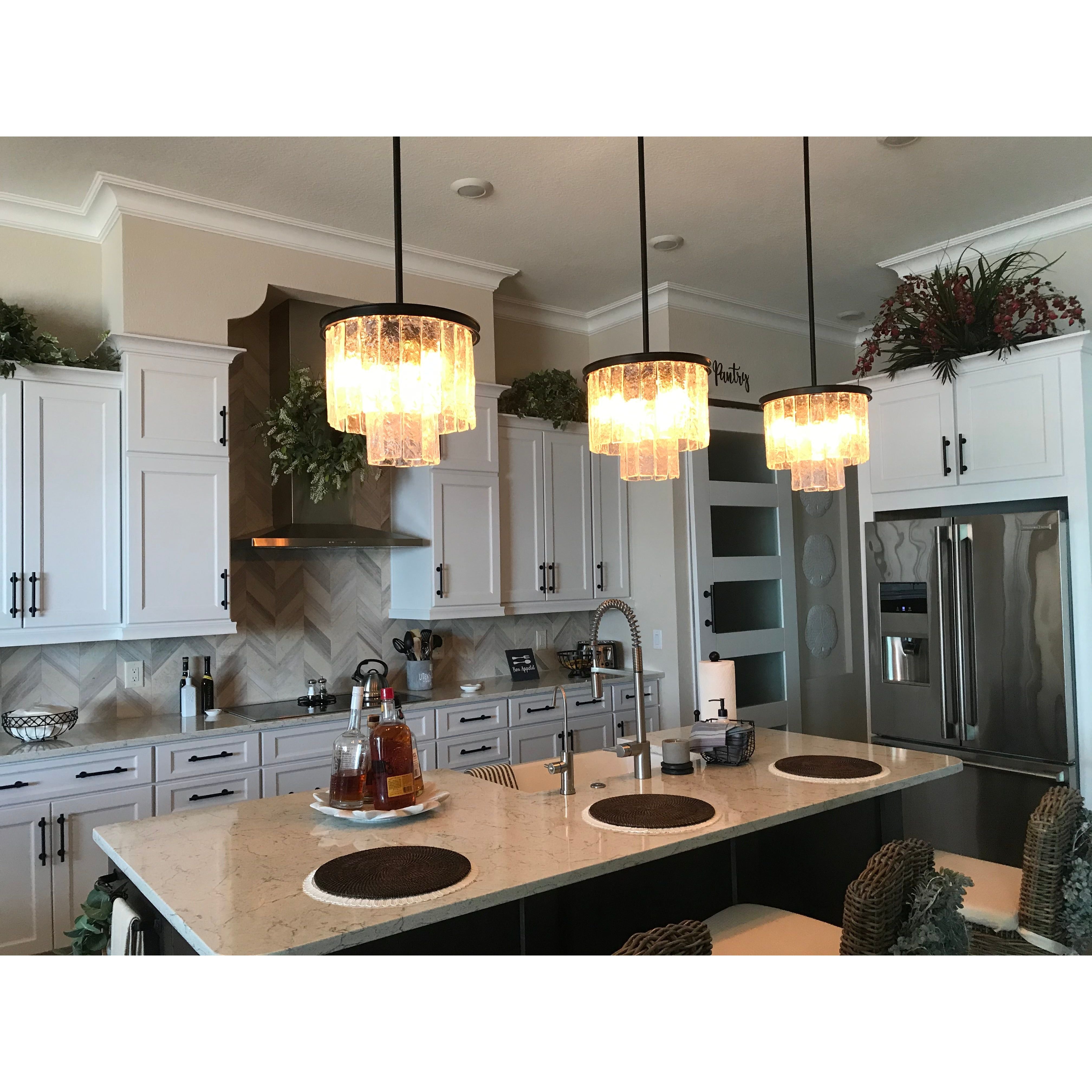 Seline Textured Glass Kitchen Island Pendant Light - Italian Concept