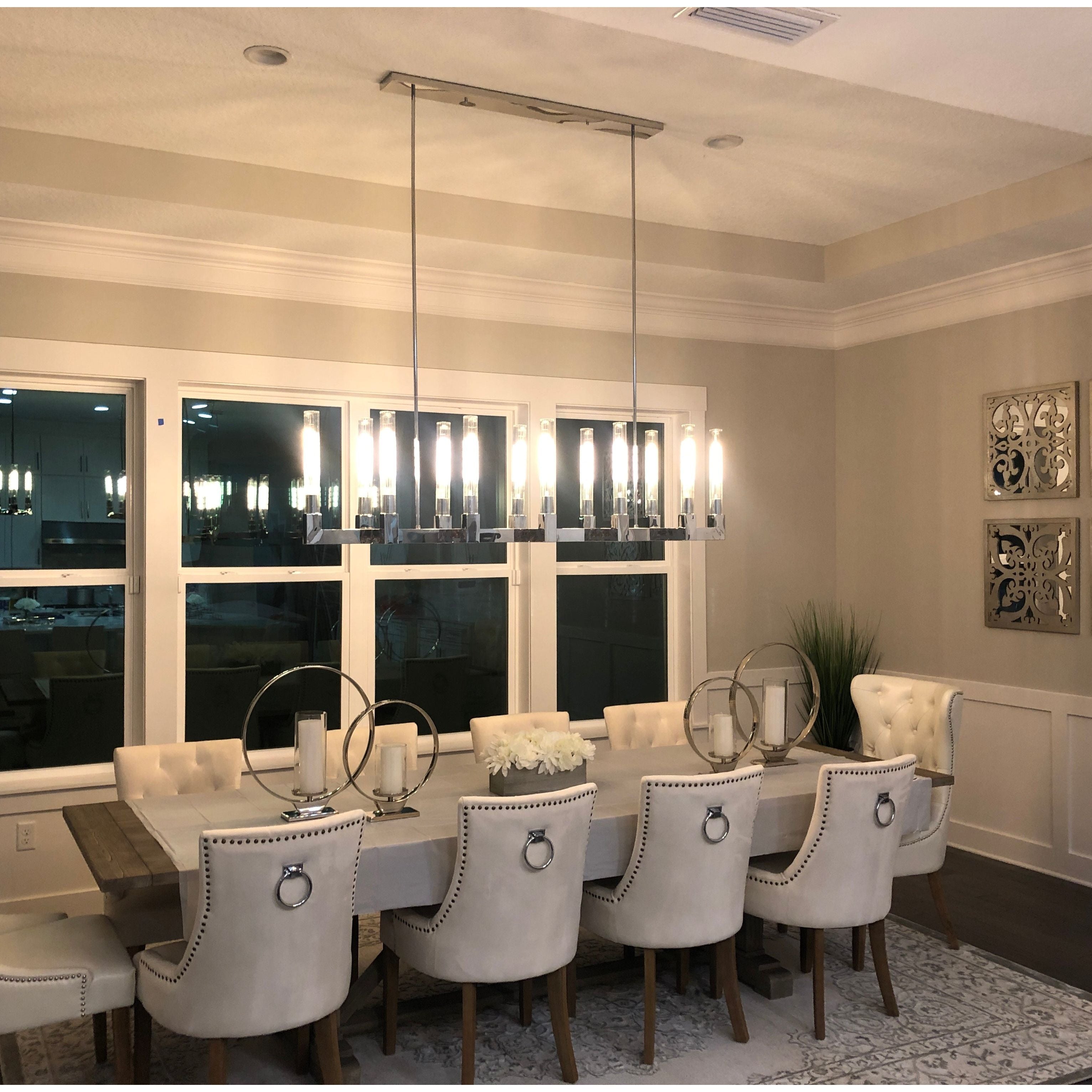 Metal Linear 12-Light 55” Chandelier - Italian Concept