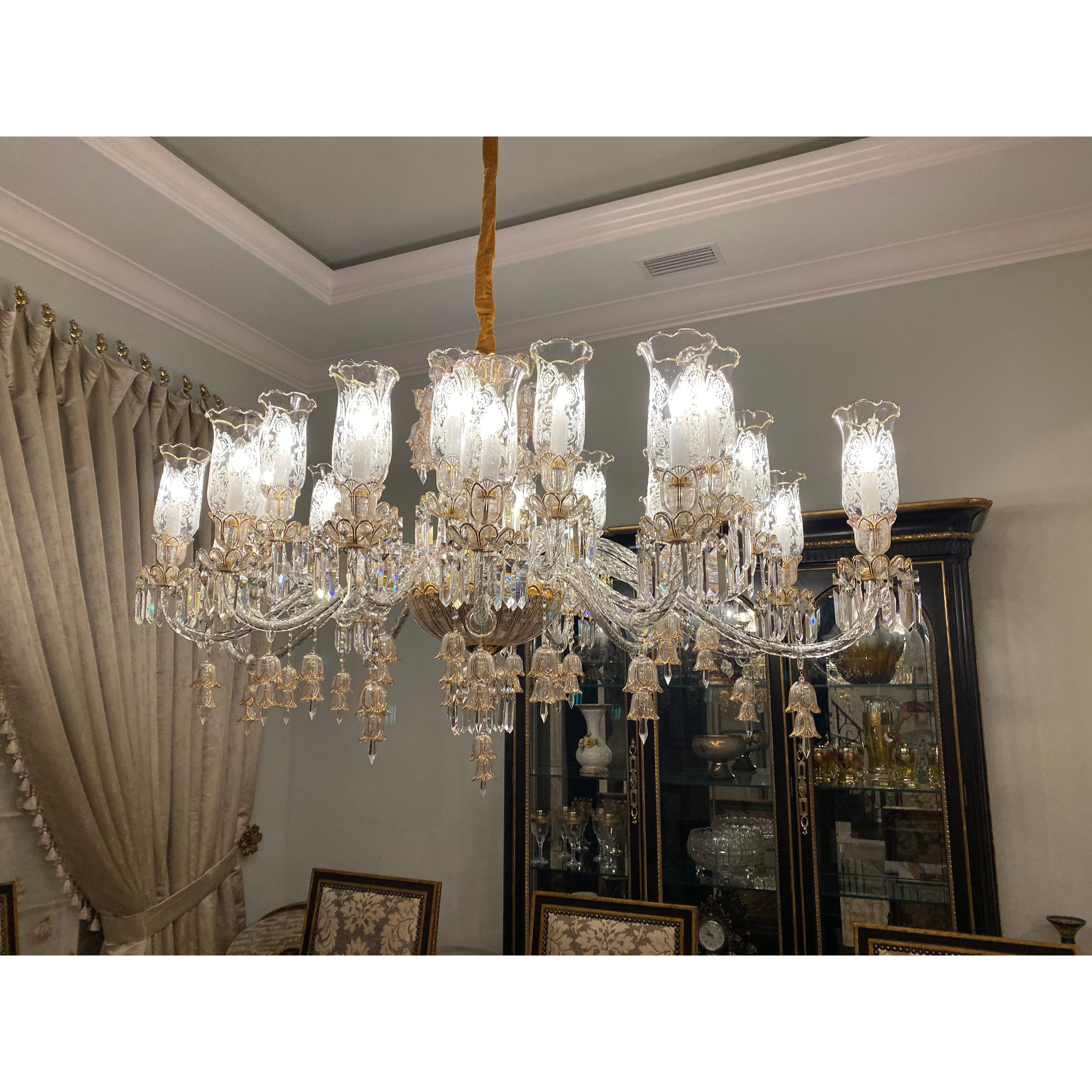 24 Light Oval/ Linear Marbella Garnier Crystal Chandelier - Italian Concept -