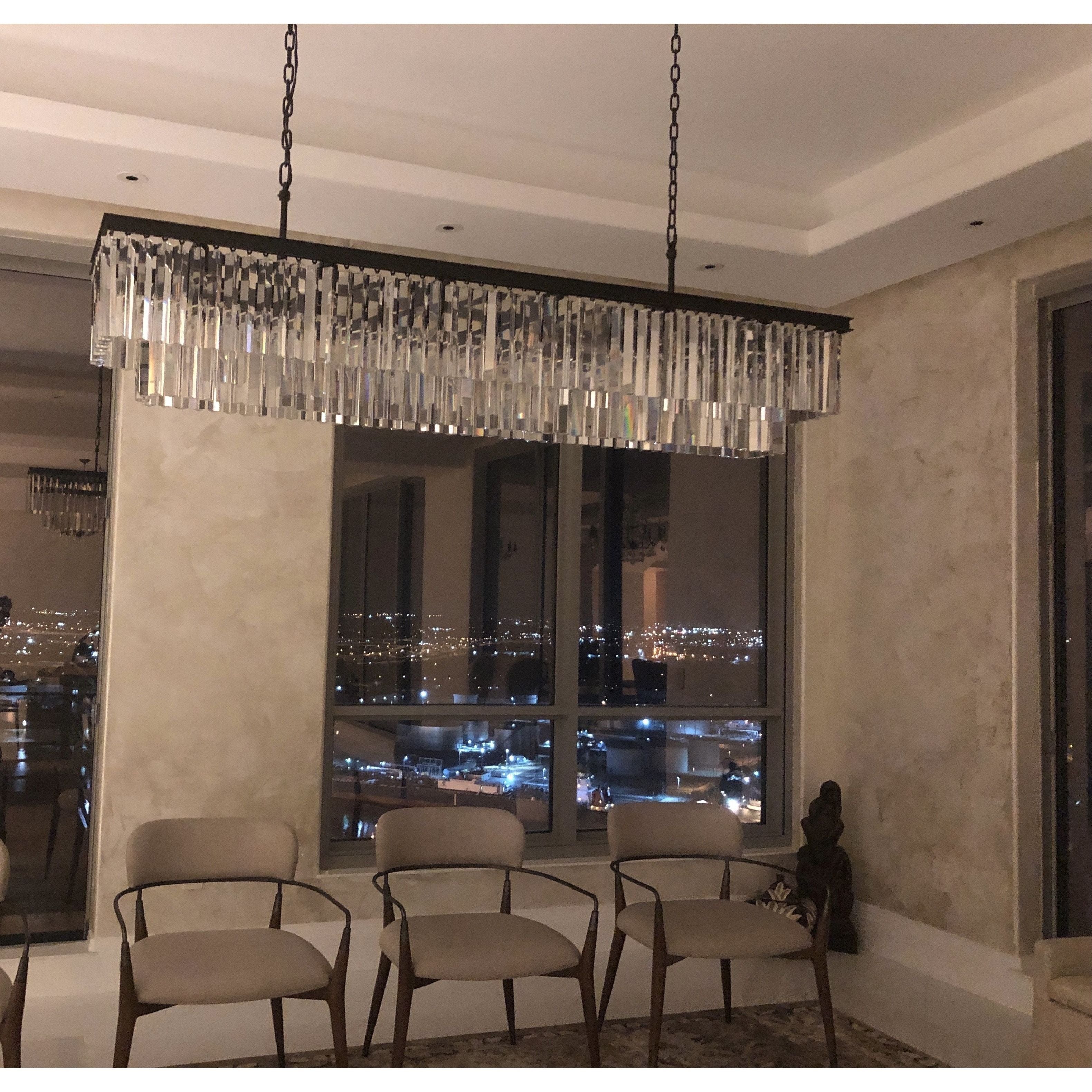 Apex Odeon Rectangular Fringe Crystal Chandelier - Italian Concept -