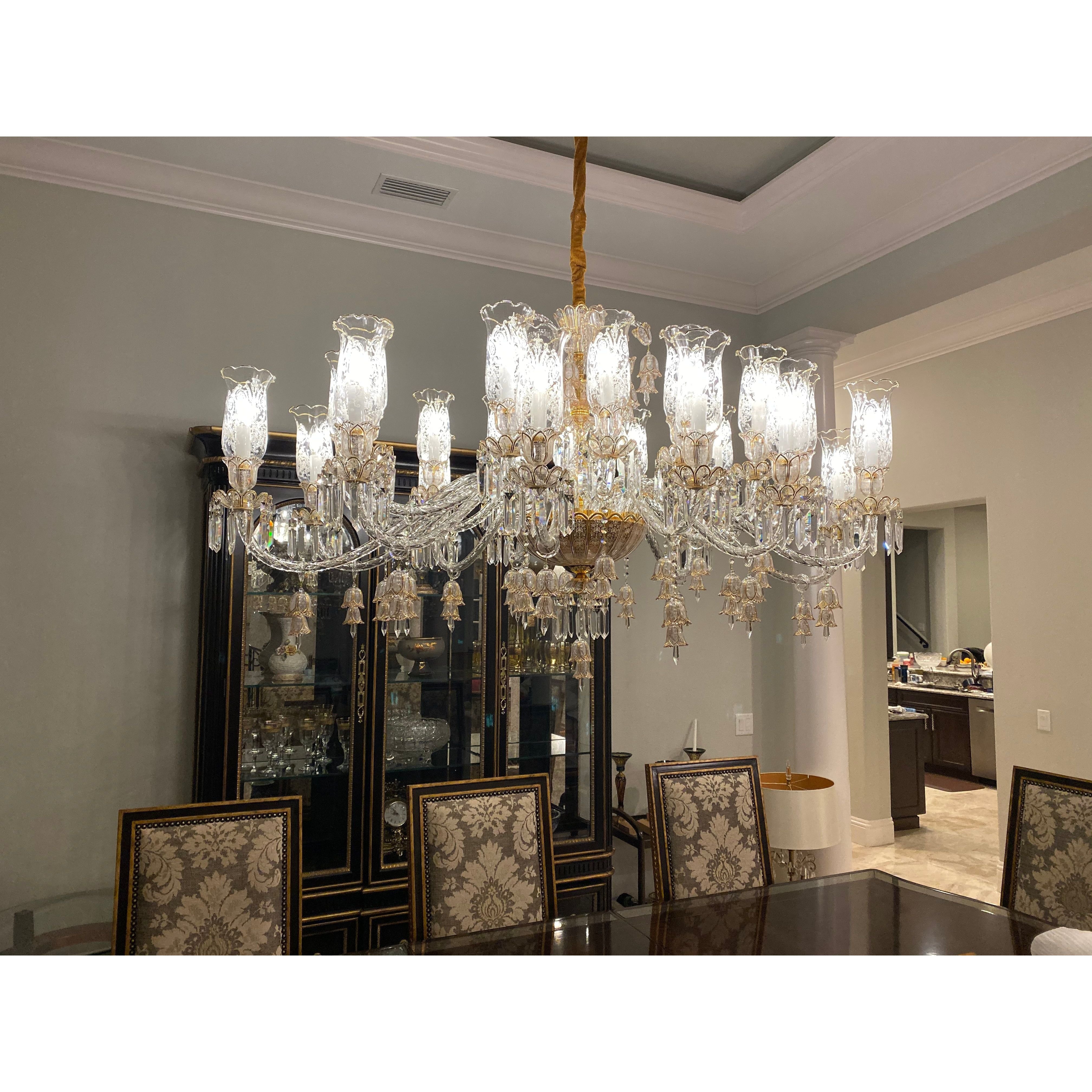24 Light Oval/ Linear Marbella Garnier Crystal Chandelier - Italian Concept -