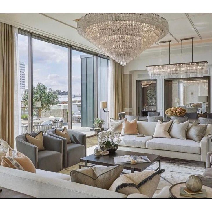 Seline Cracked Textured Glass Round Chandelier Collection - Italian Concept